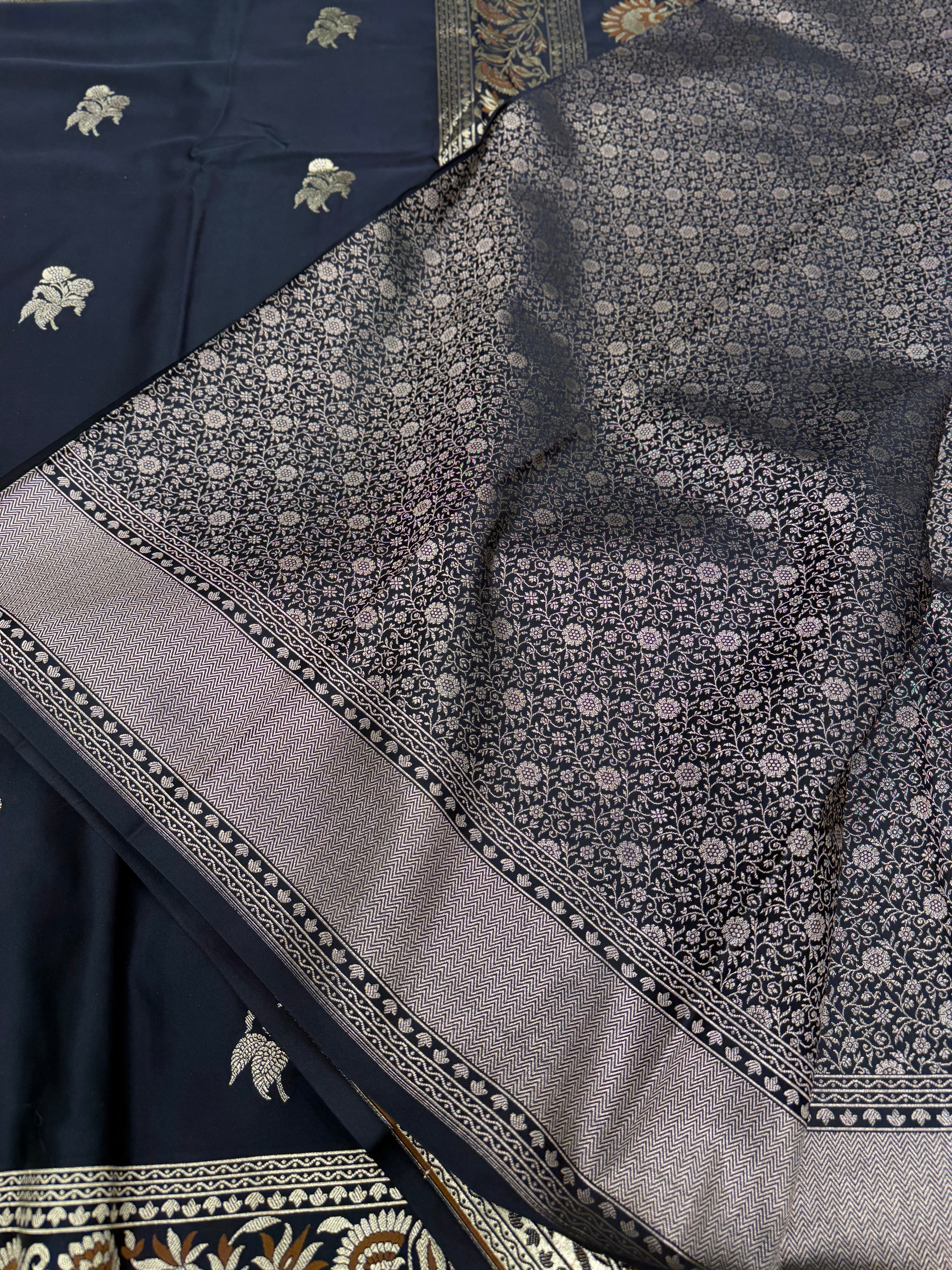 Black Rose Edit Banarasi Silk Meenakari Saree