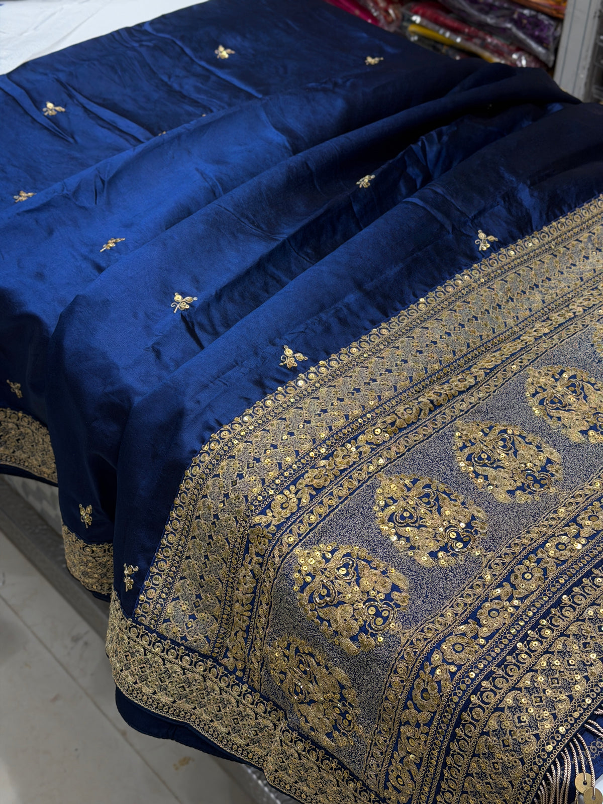 Blue Pure Silk Sabyasachi Inspired Marodi Embroidery Saree