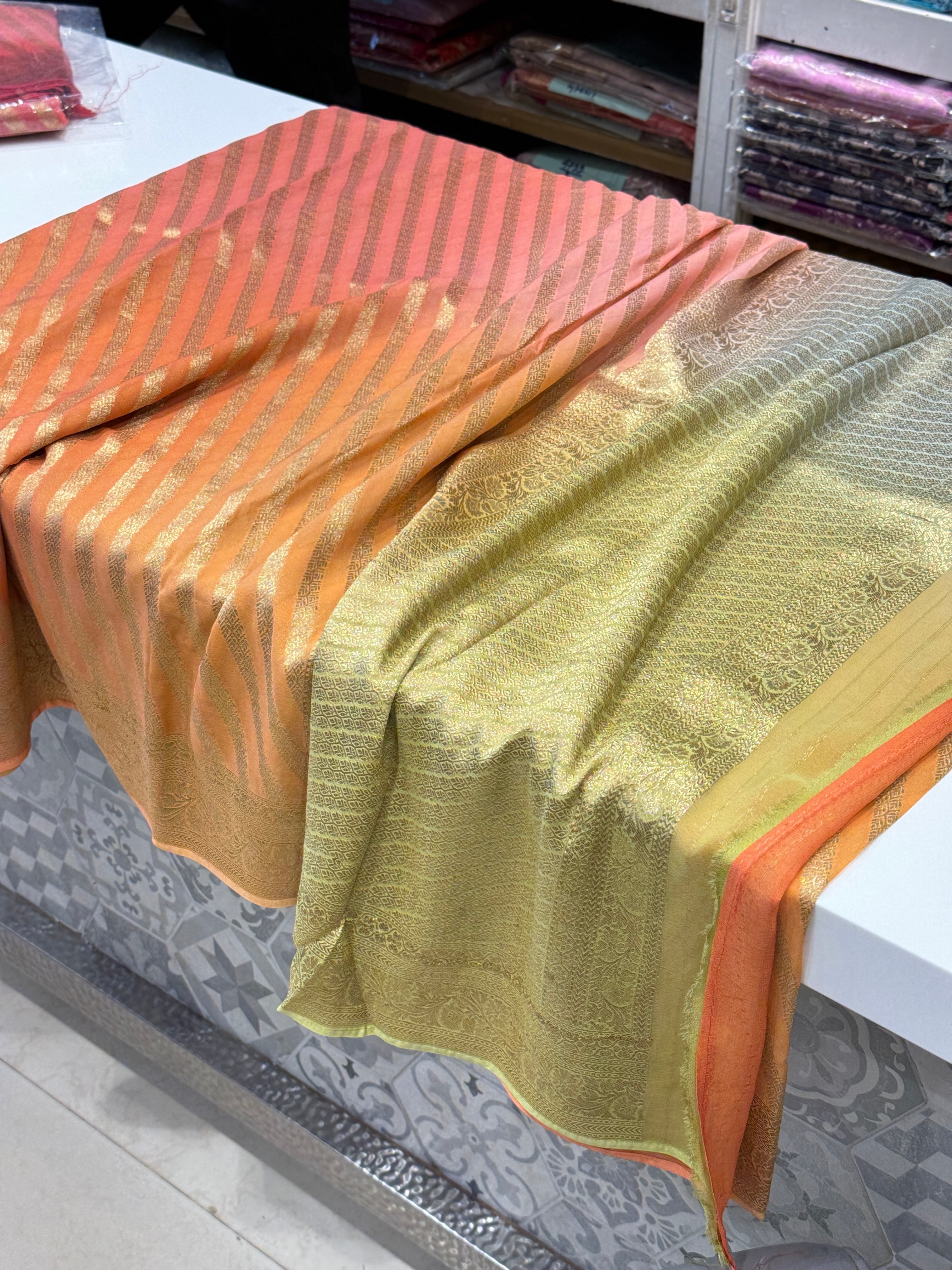 Six Shaded Banarasi Khaddi Georgette Leheriya