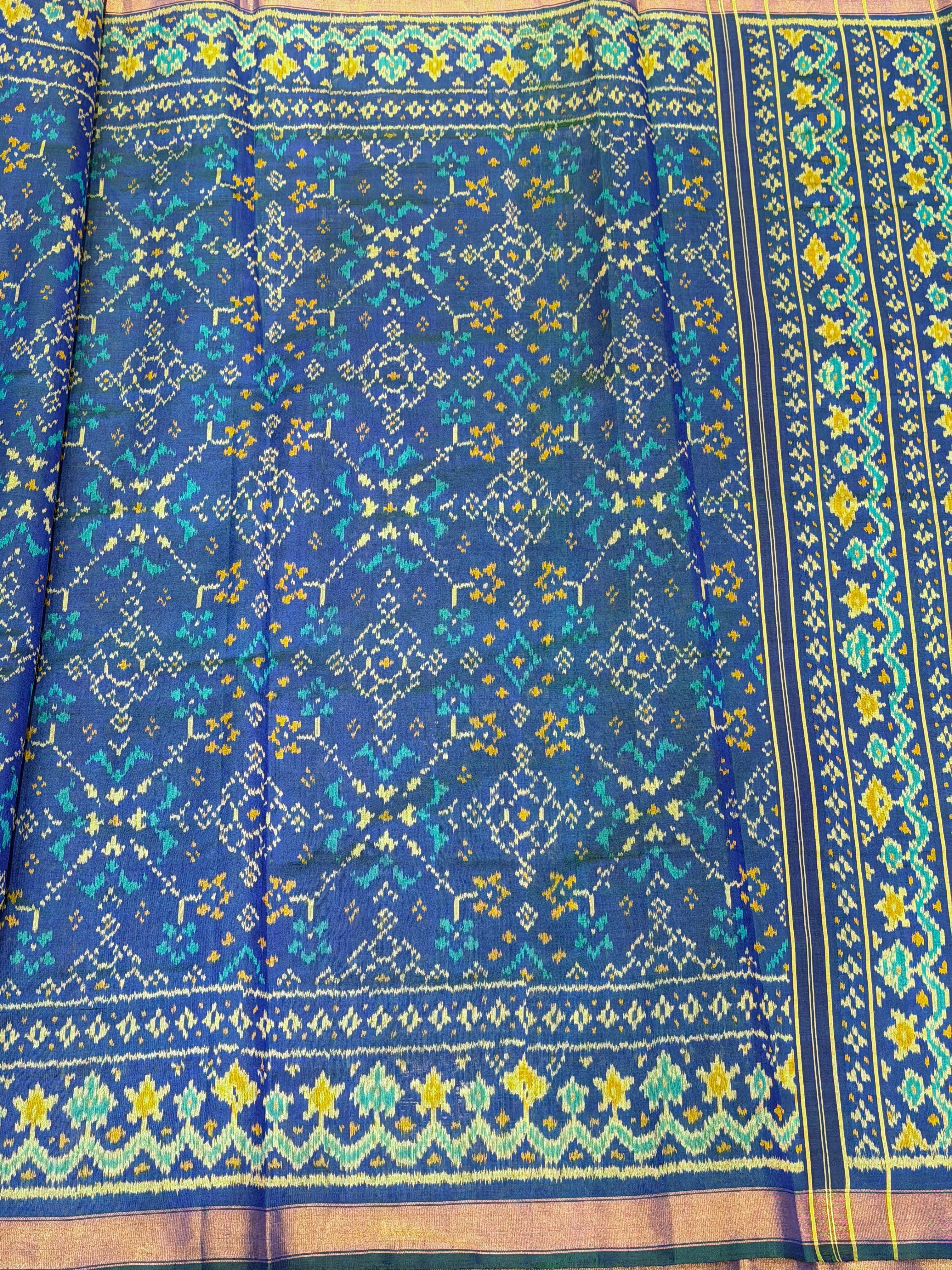Blue Navratna Patan Patola Handloom Pure Silk Saree