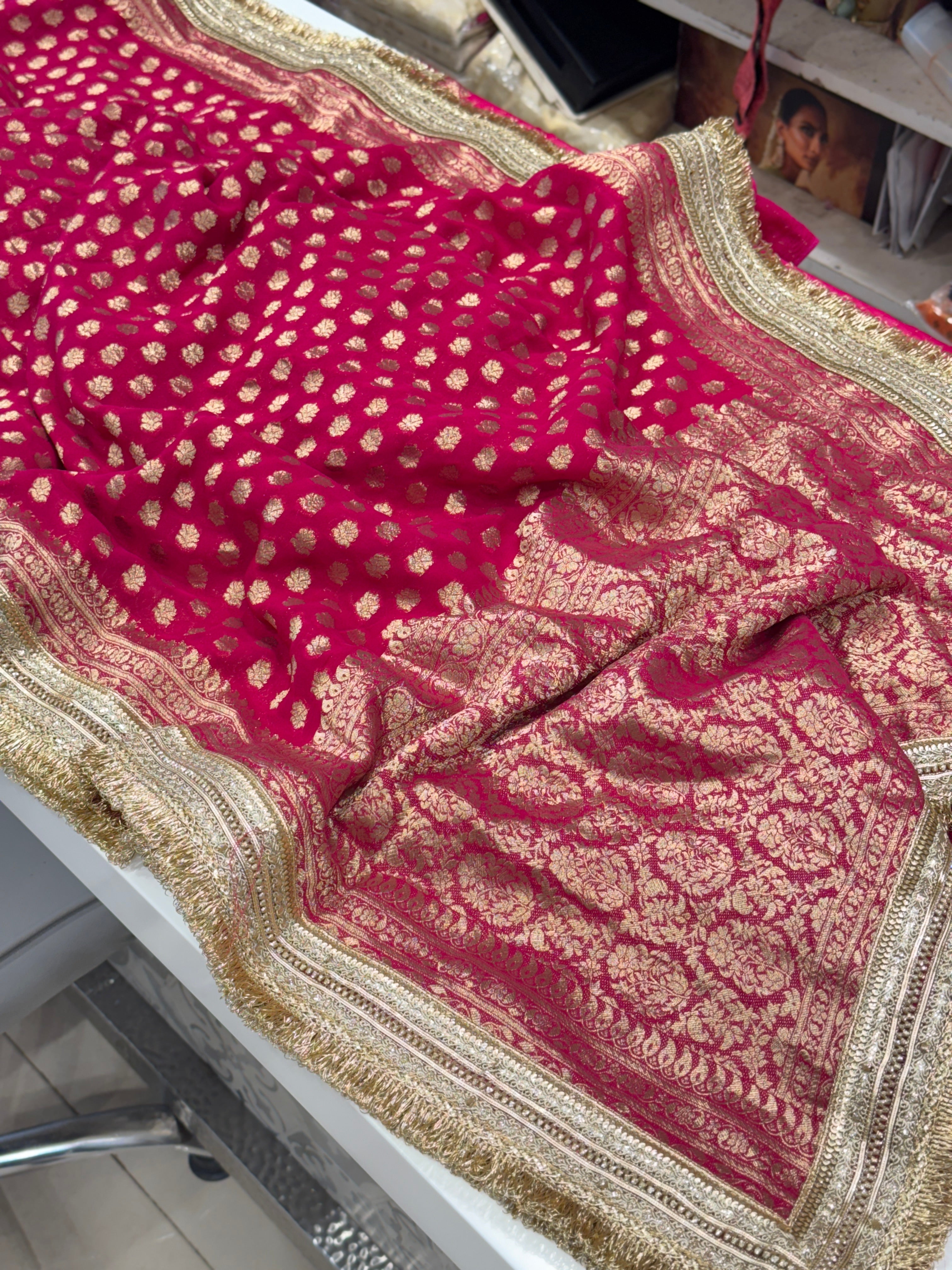Rani Banarasi Khaddi Georgette Maharani Edit Saree