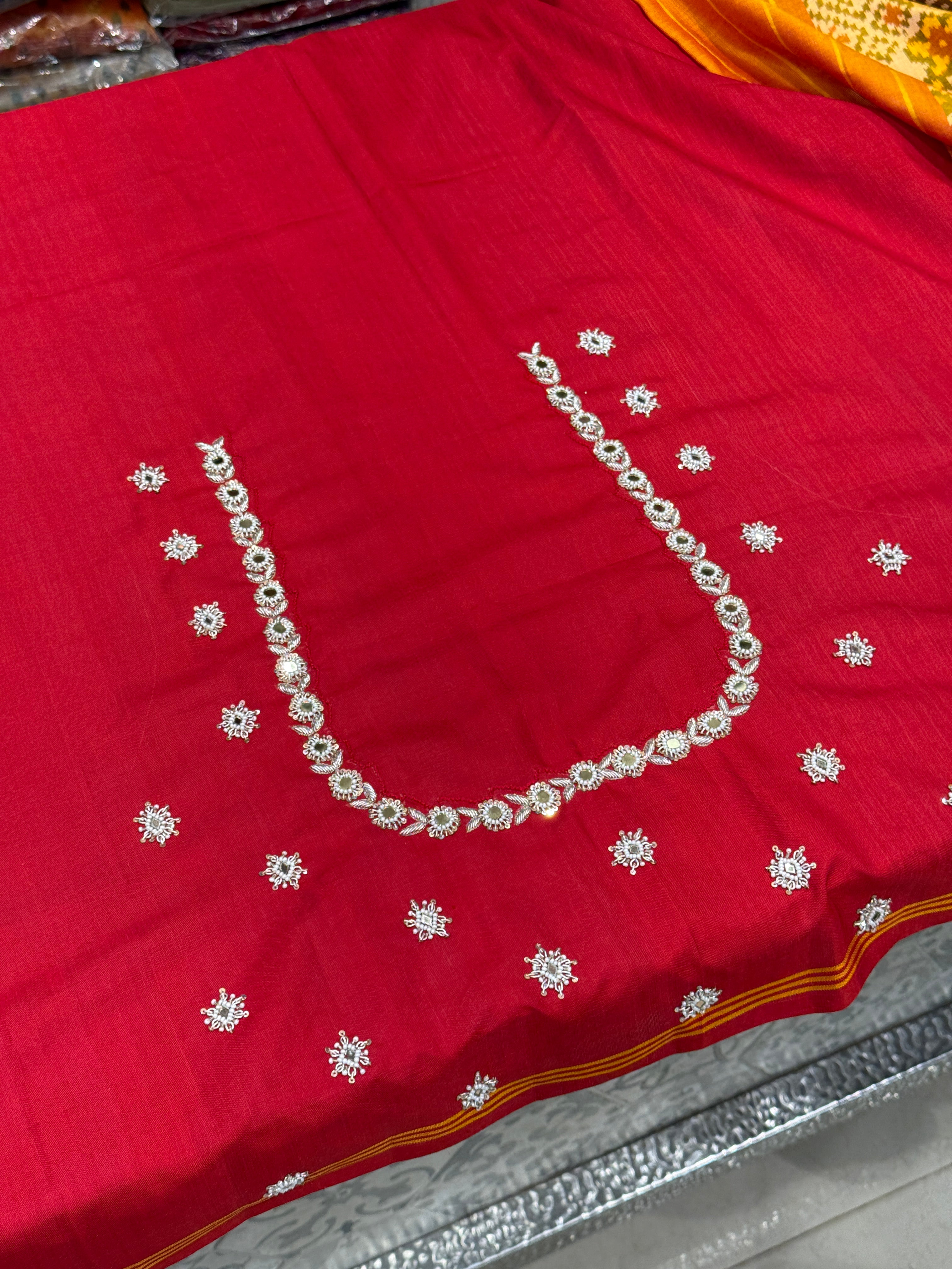 Mustard Yellow Pure Silk Patola Zardosi Hand Embroidery Saree