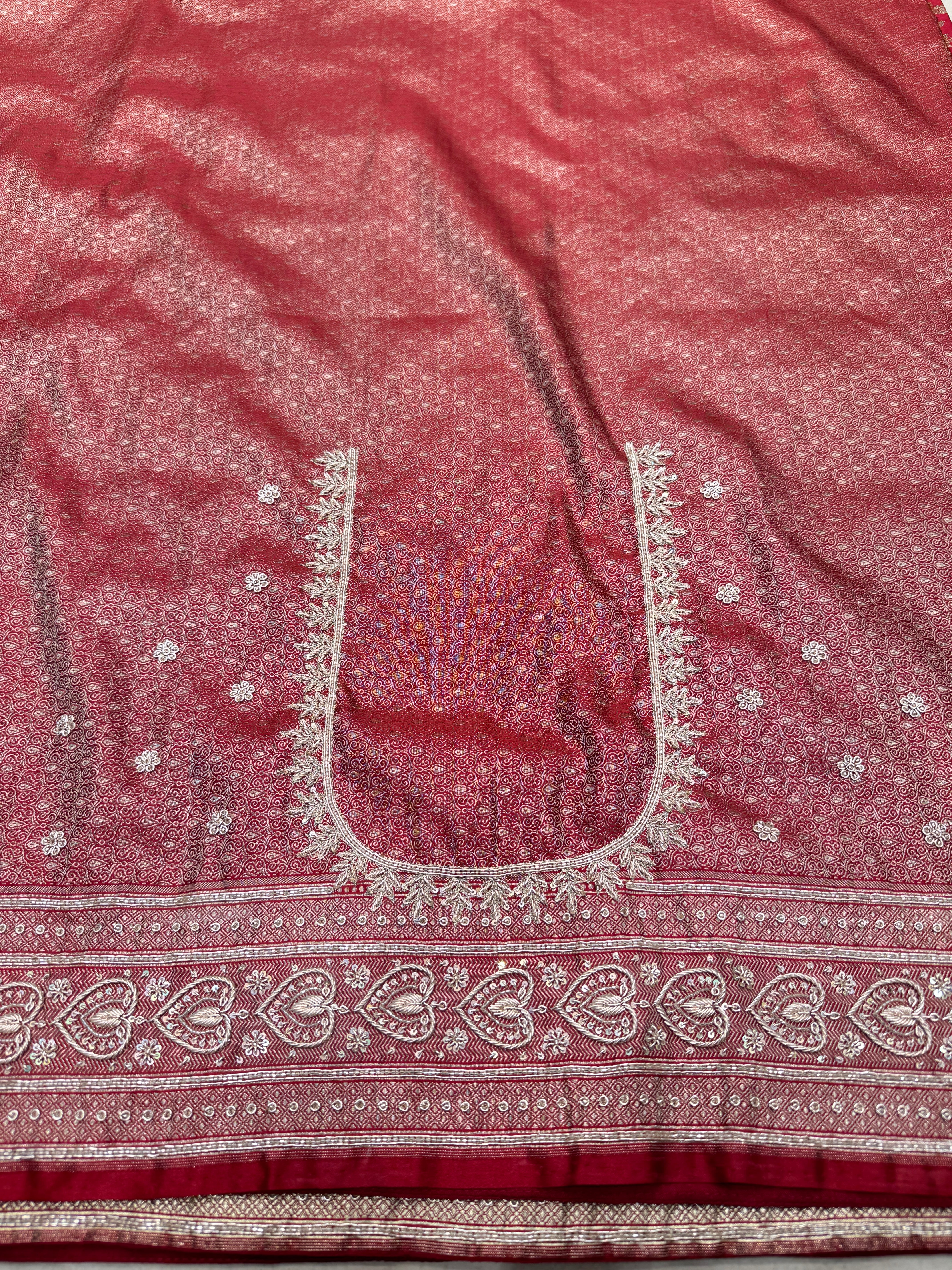 Maroon Banarasi Zardosi Jaal Saree