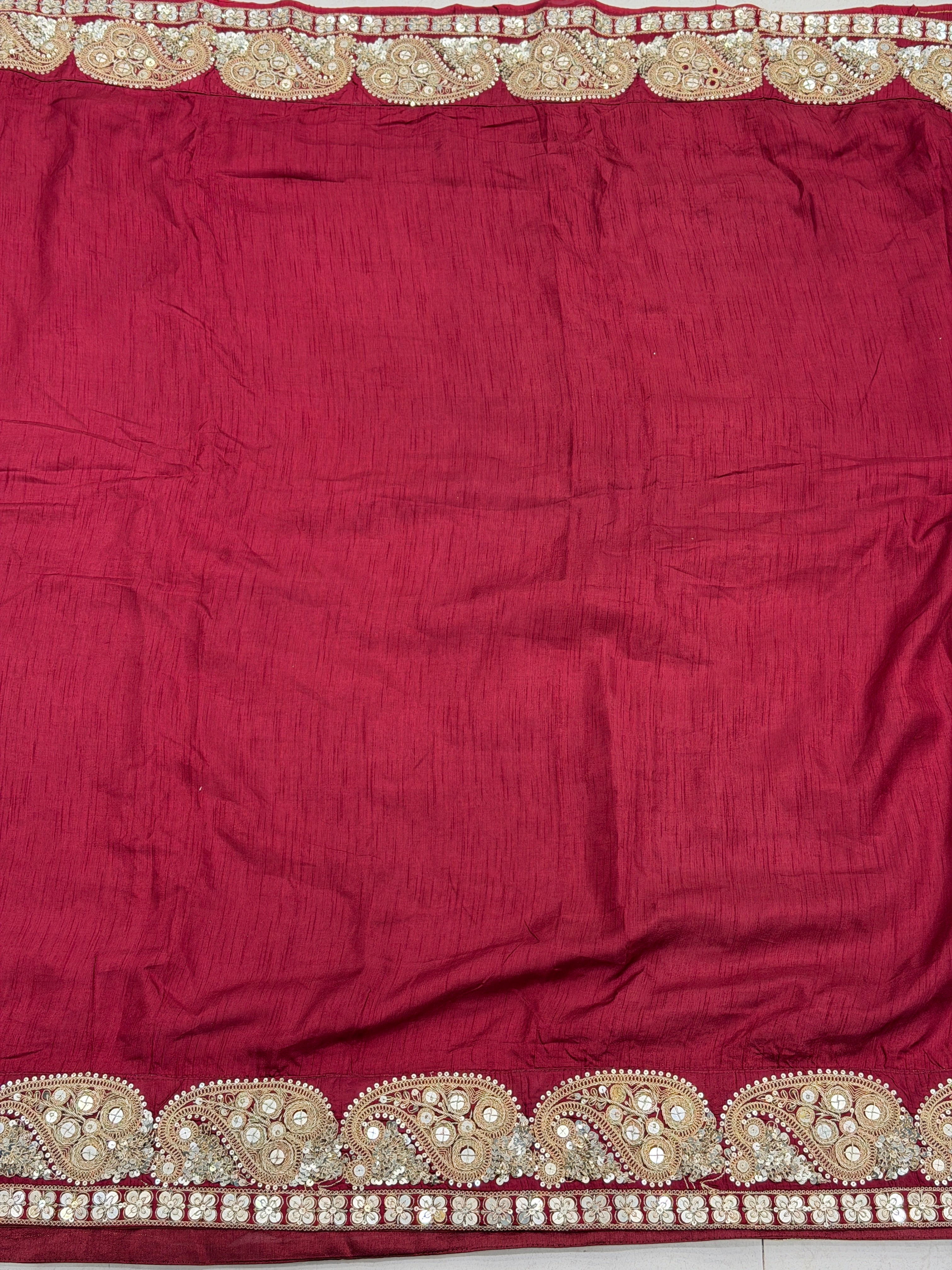 Maroon Keri Buttas Marodi Embroidery Sabyasachi Inspired Pure Silk Saree