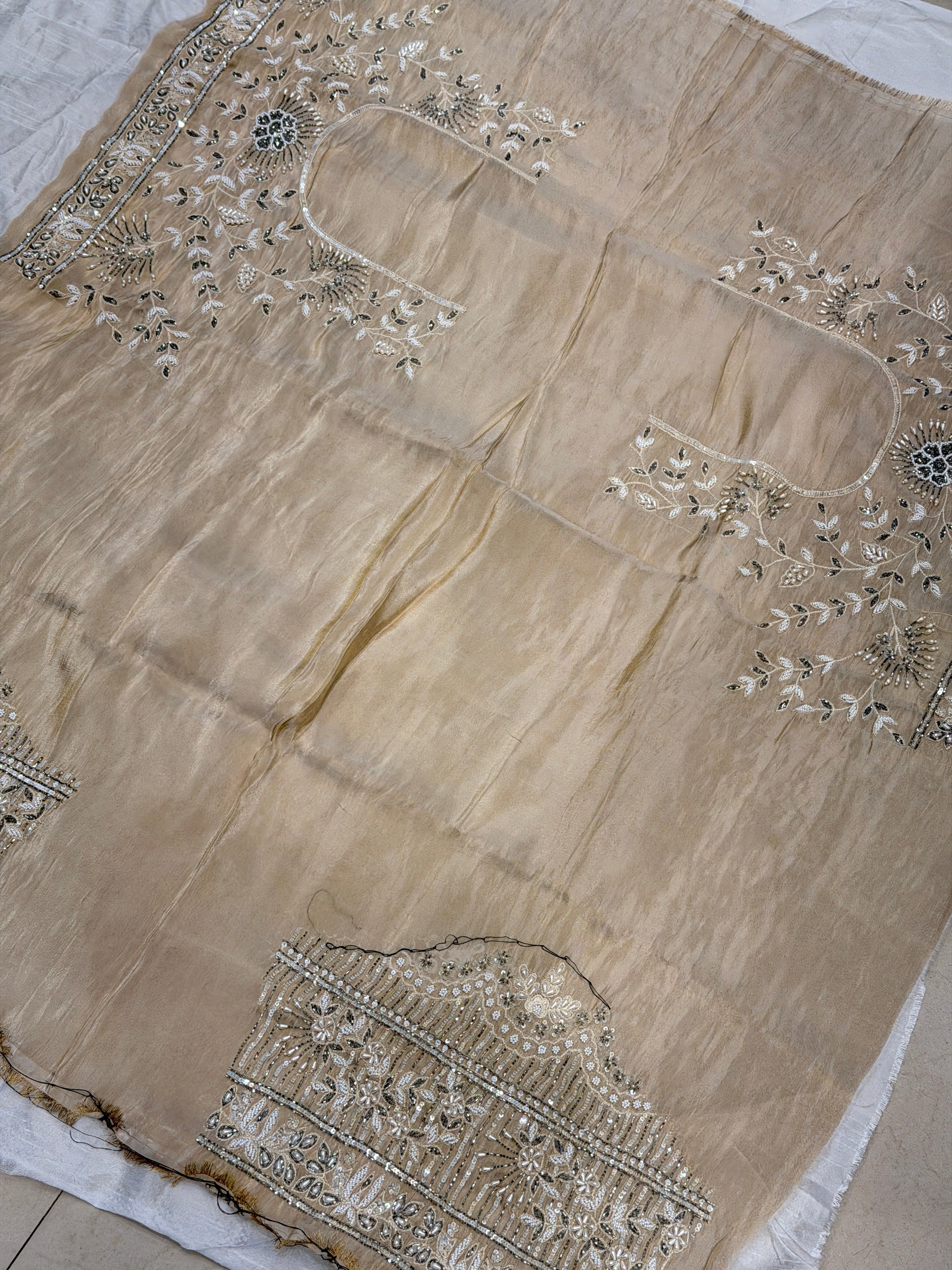 Crepe Tissue Heavy Hand Embroidery Blouse Piece