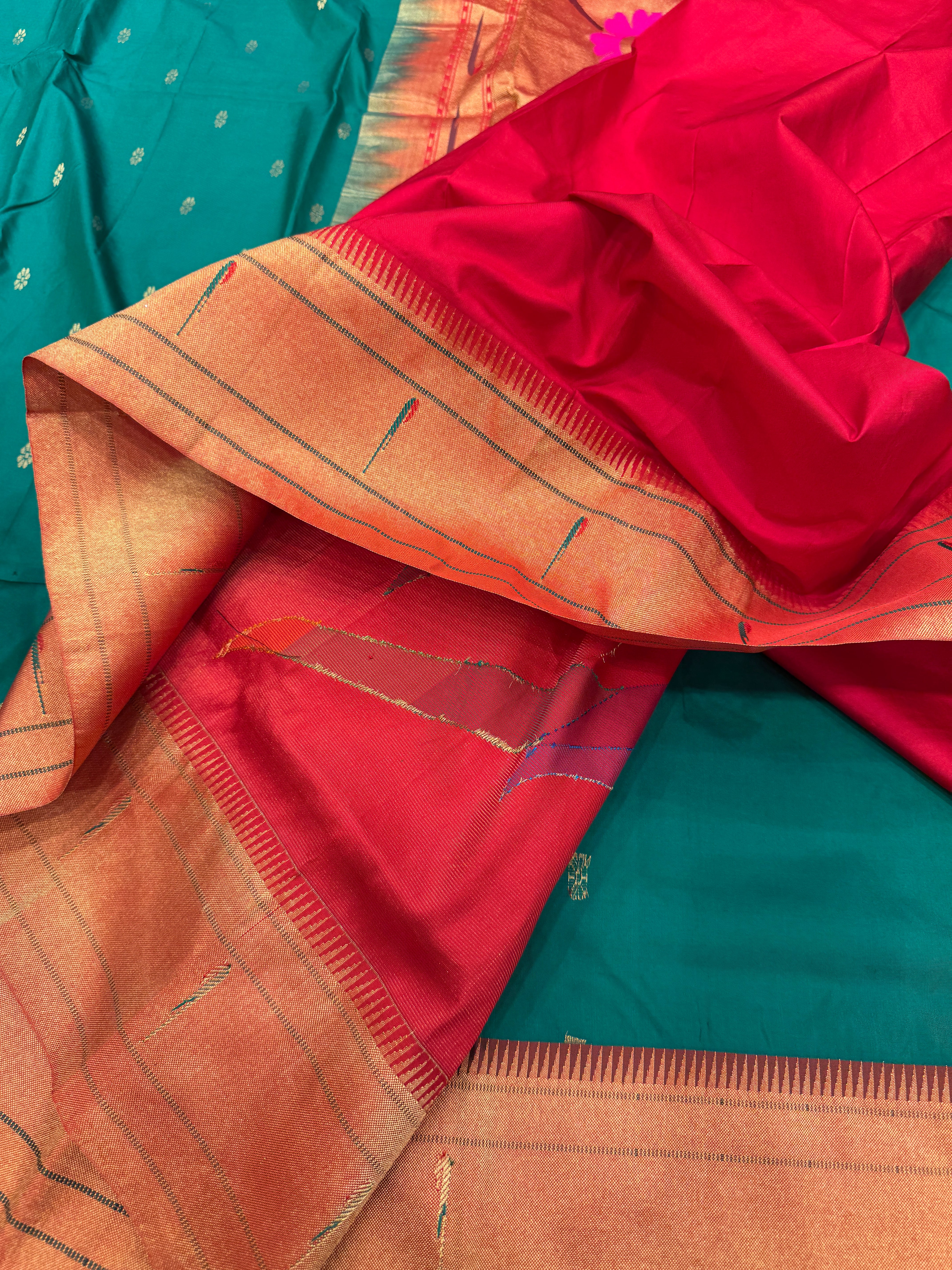 Green Muniya Pure Silk Handloom Paithani Saree