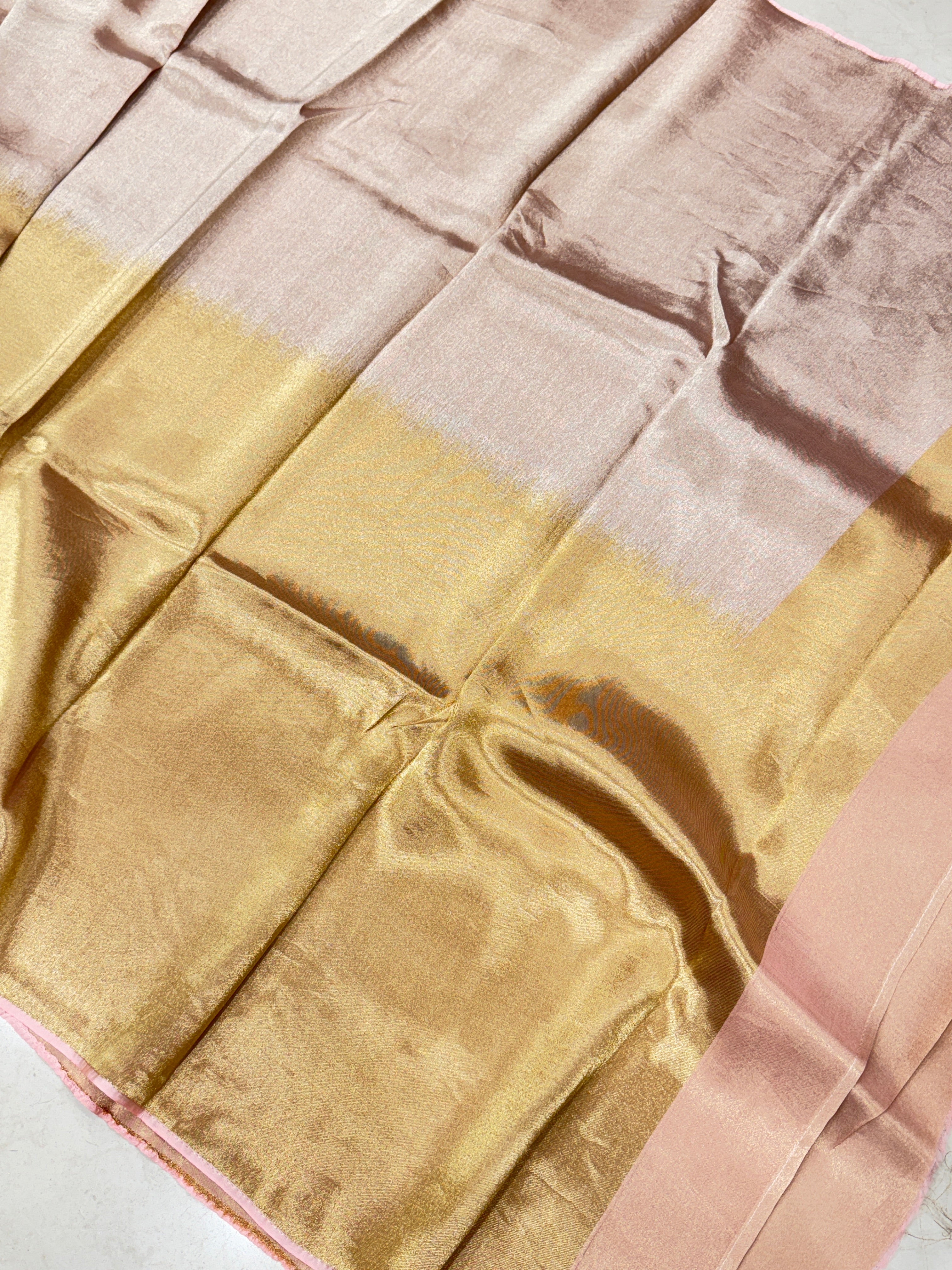 Light Pink Gold Silver Half Half Contemporary Banarasi Tissue Silk Saree