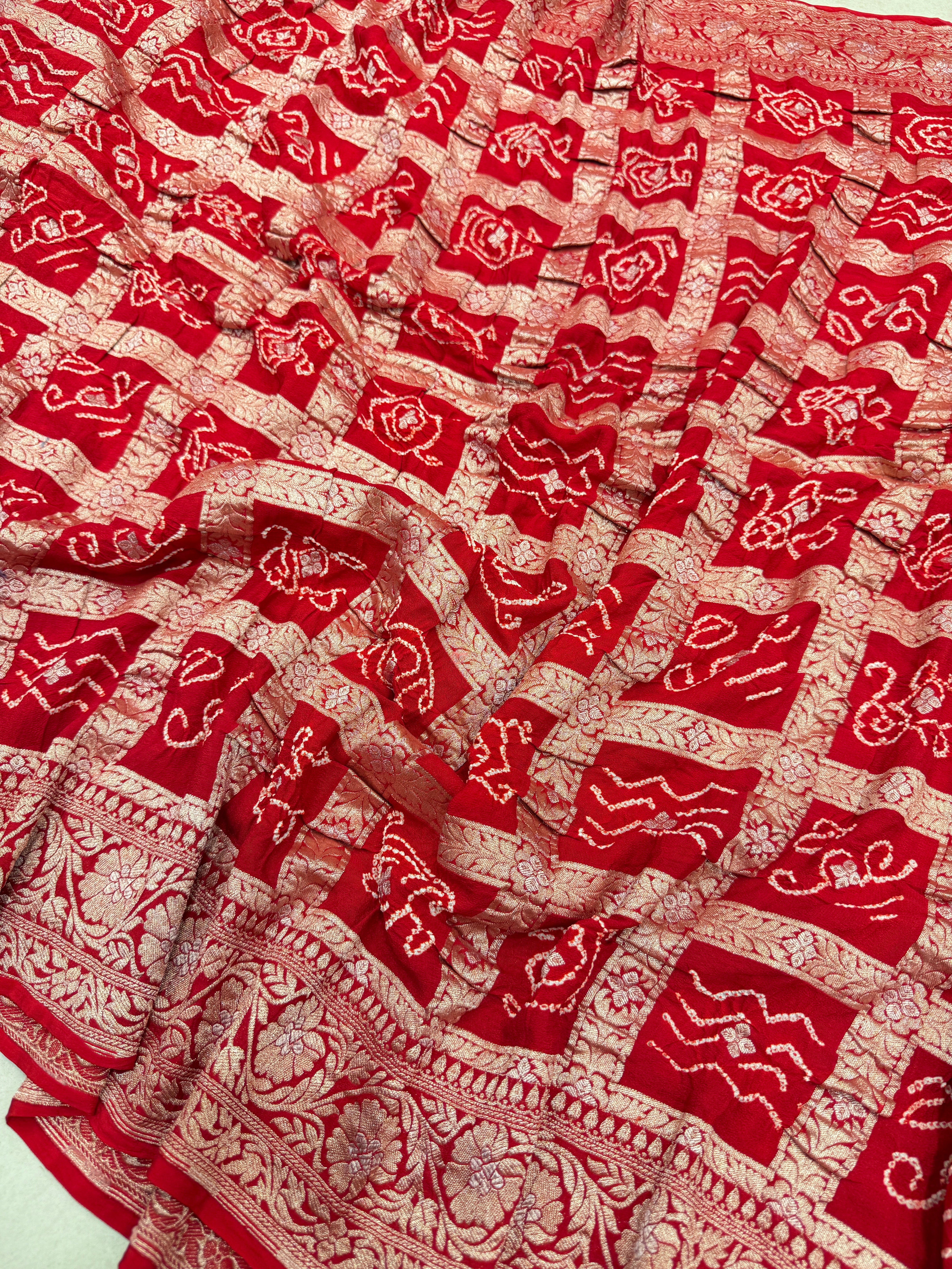 Red Pure Georgette Handloom Gharchola