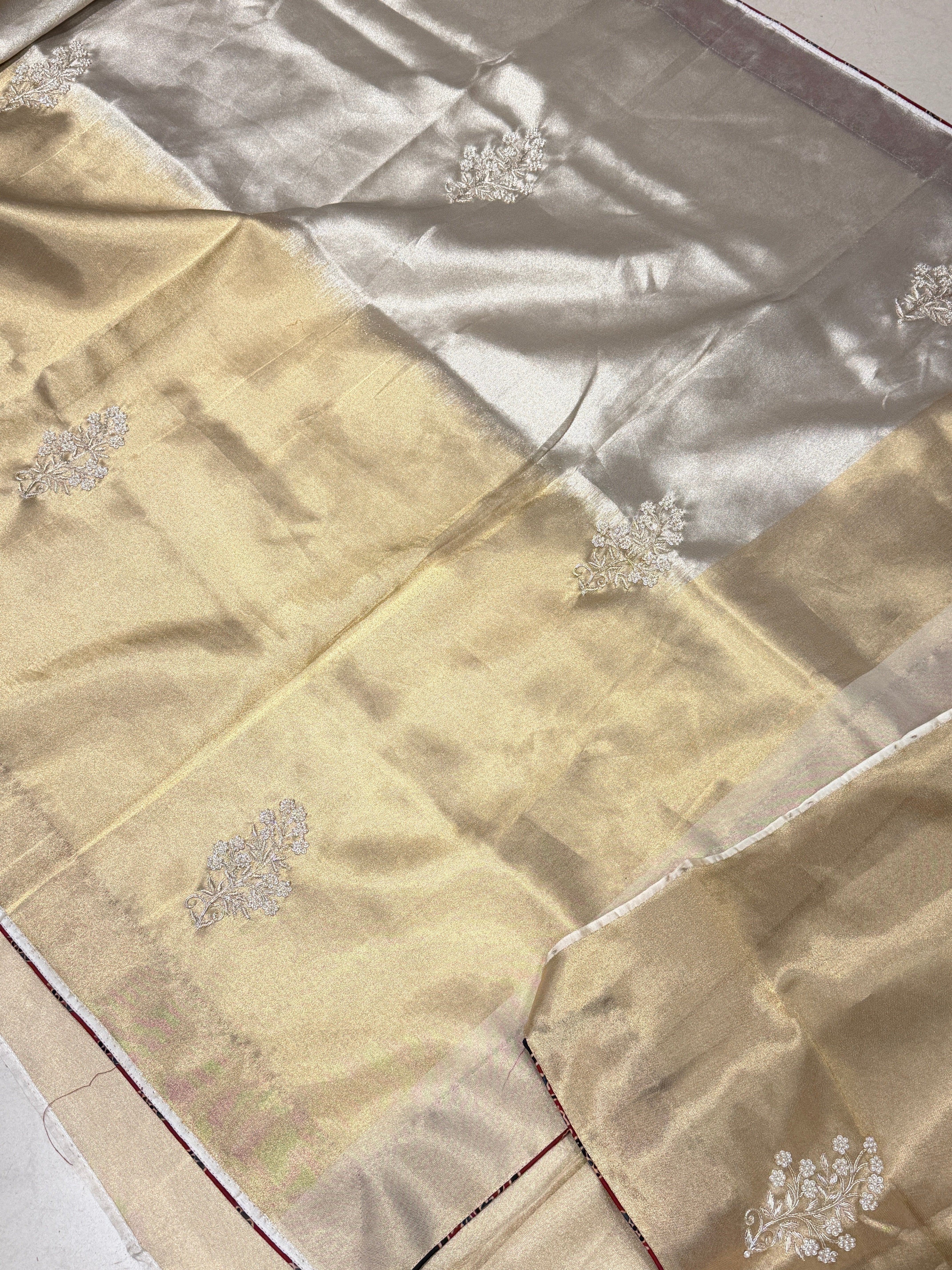 Tissue Sona Roopa Hand Embroidery Zardosi Butta