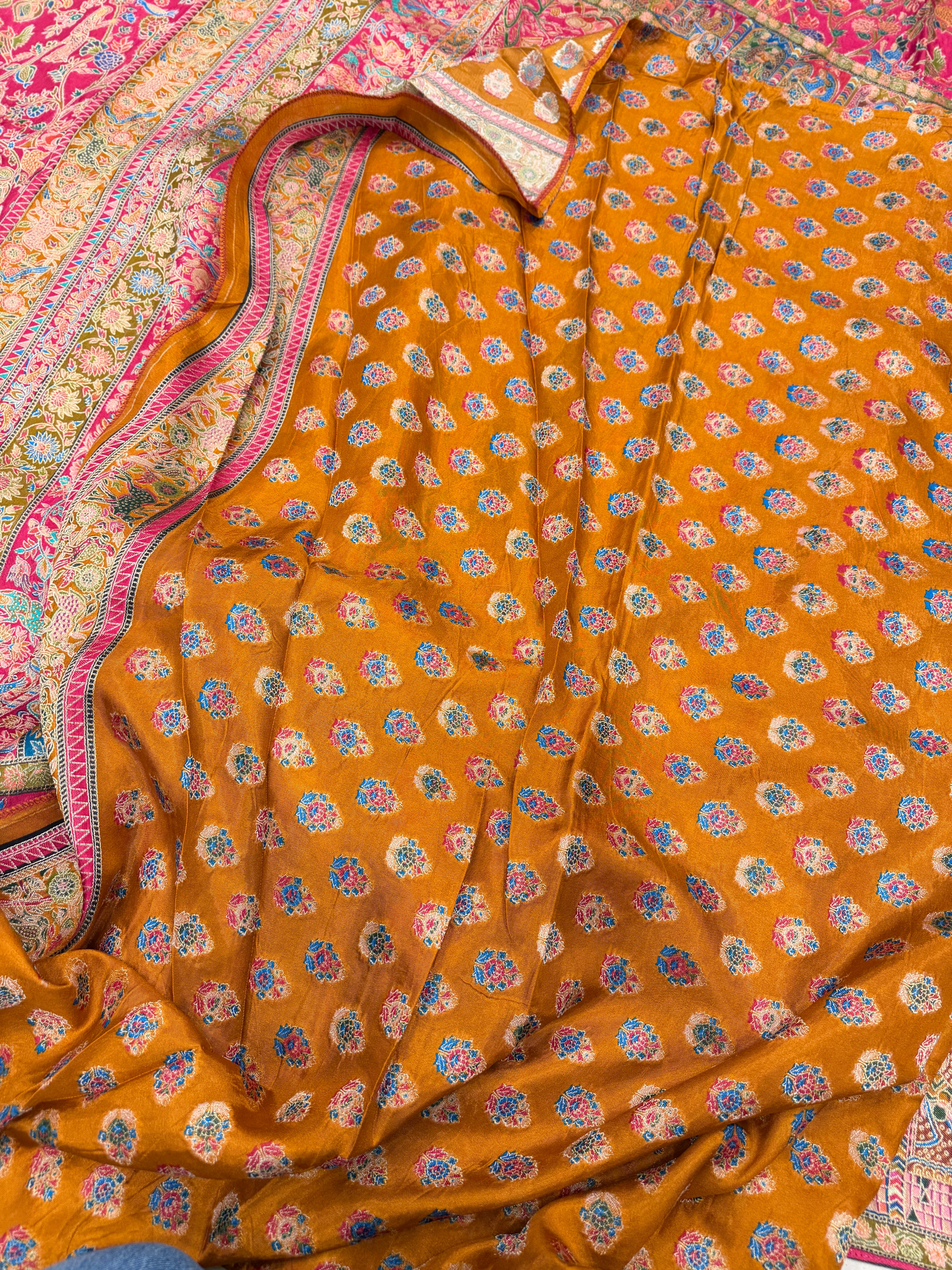 Rani Baluchari Weaved Pashmina Style Multi Colour Saree