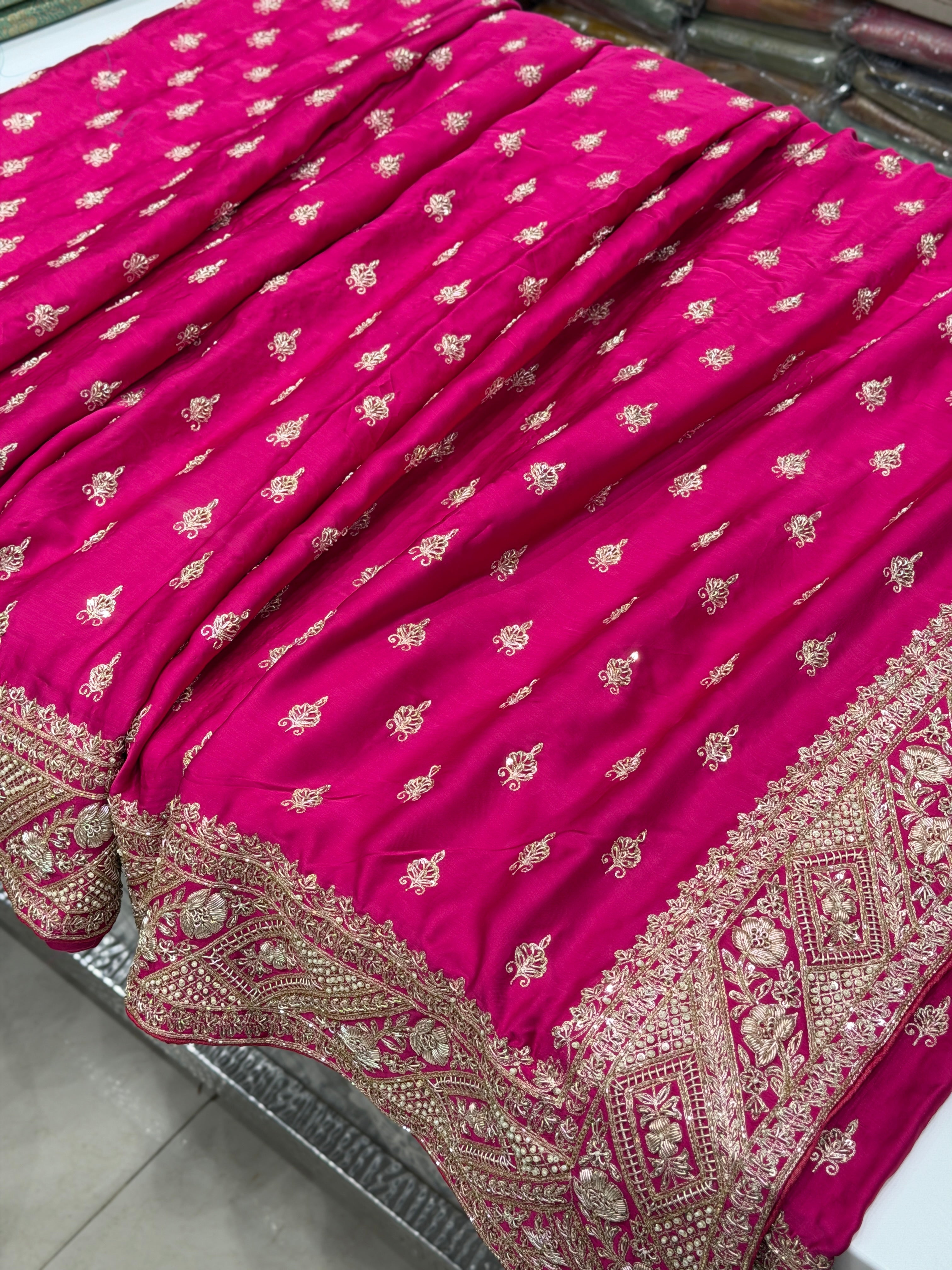 Rani Hand Embroidery Buttis Pure Satin Zardosi Embroidery