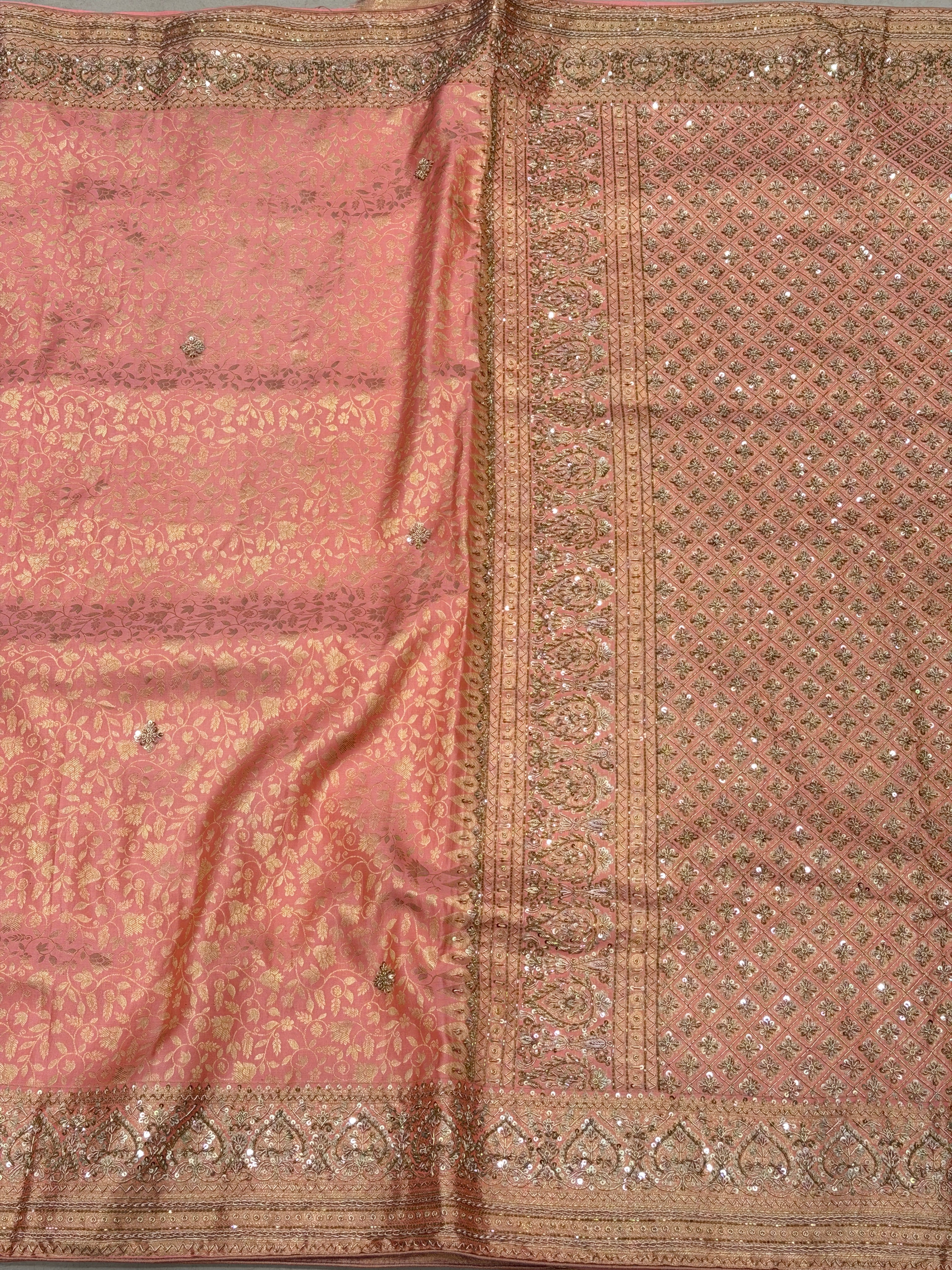 Pastel Kanjivaram Zardosi Hand Embroidery Saree