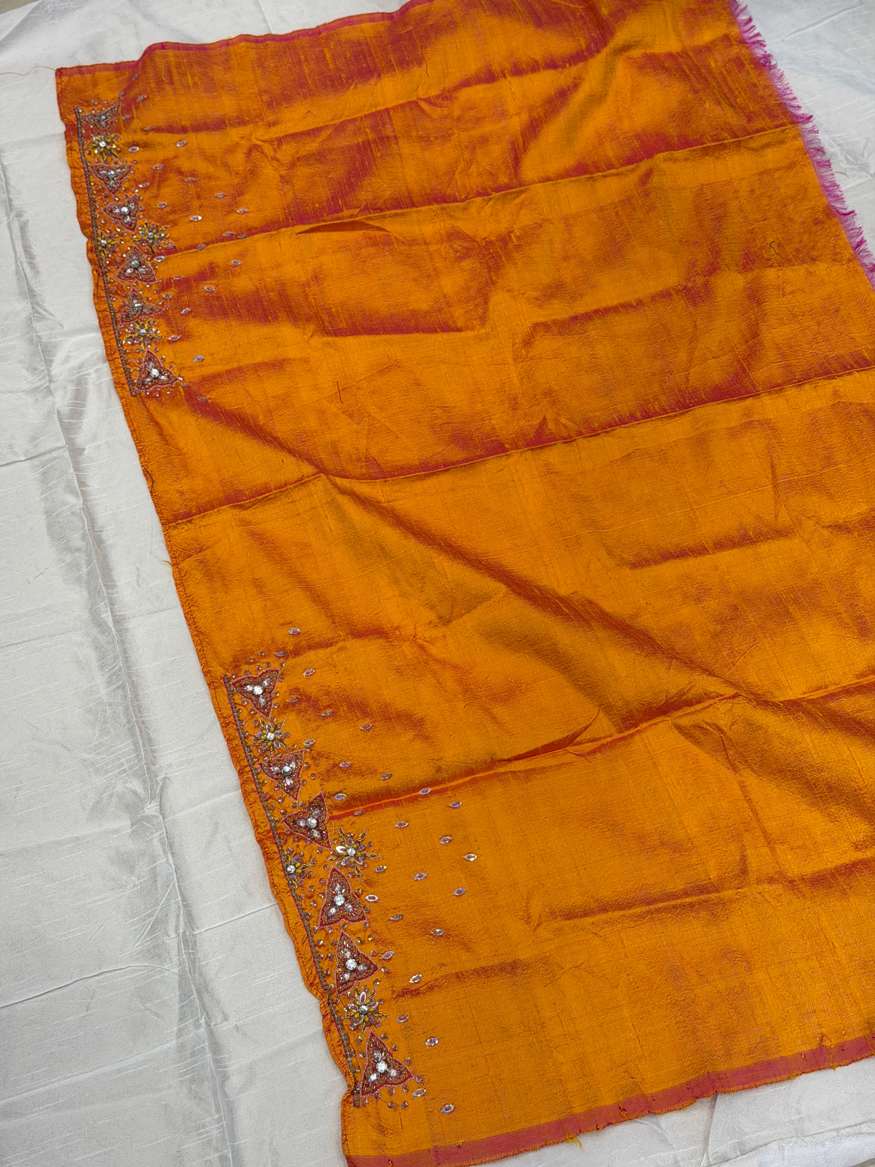 Orange Silk Fancy Zardosi Blouse Piece