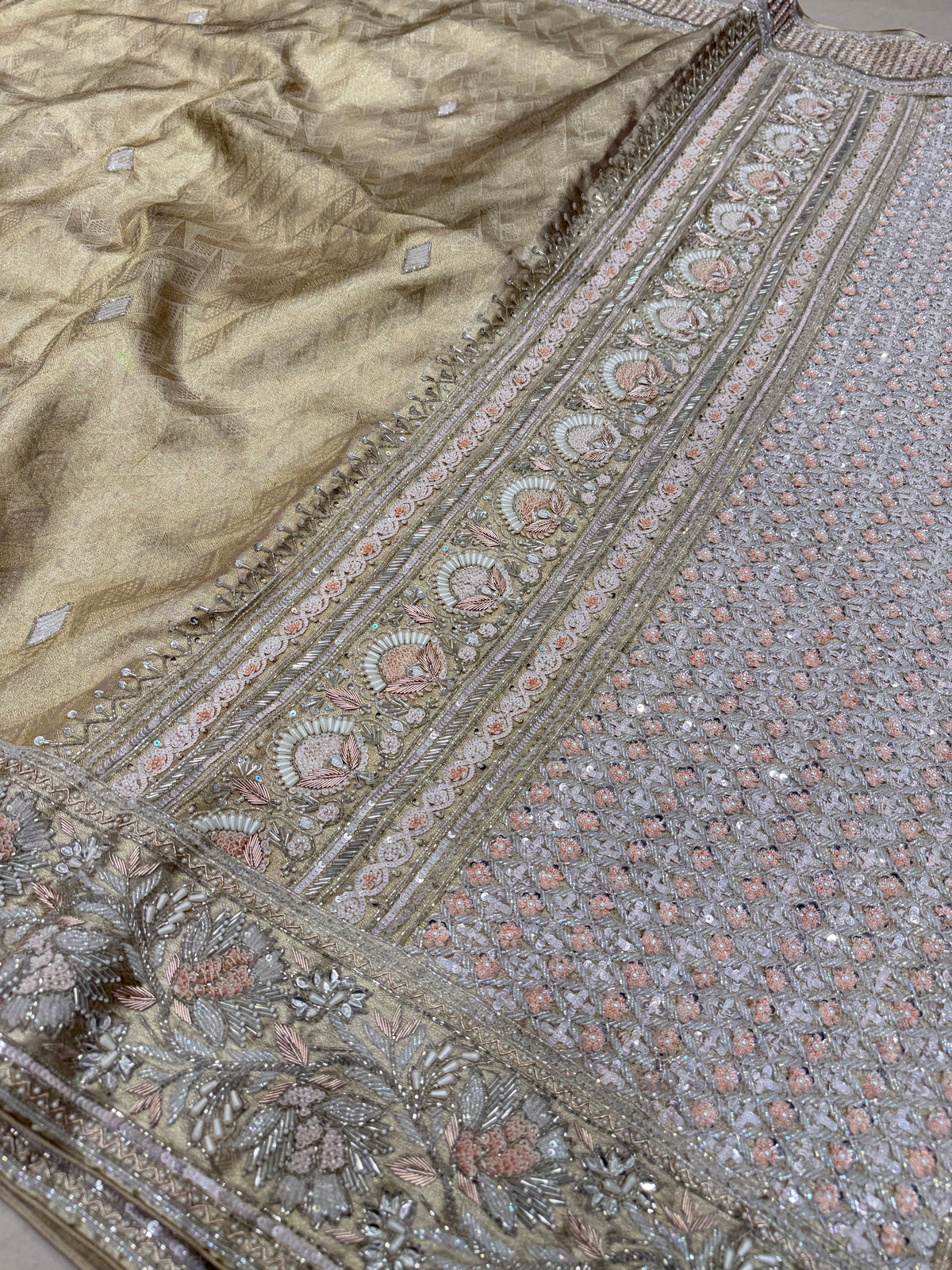Silver Kanjivaram Heavy Blouse Three Zari Hand Embroidery Zardosi Moti Sequin Saree