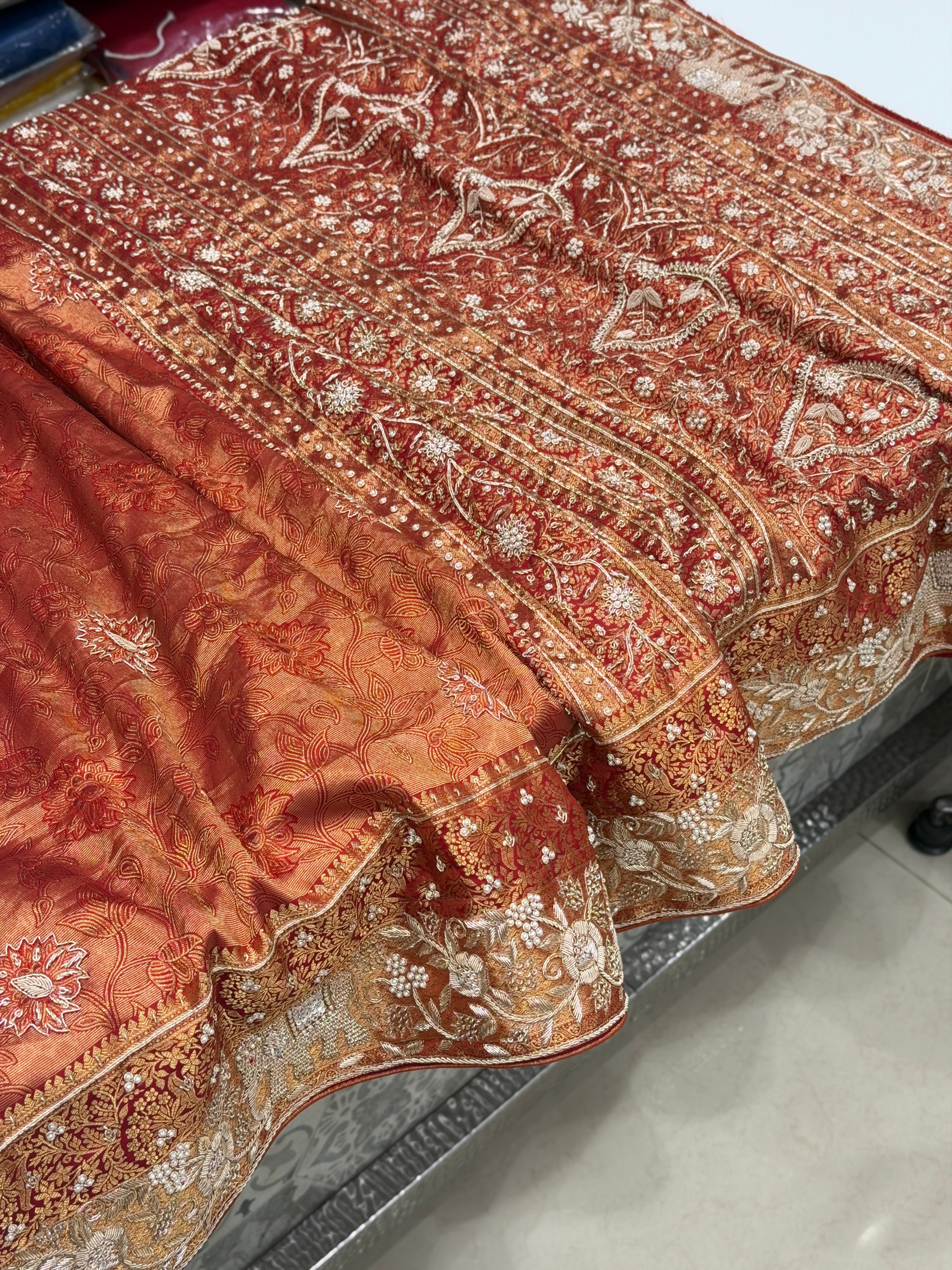 Maroon Brocade Kanjivaram Zardodi Hand Embroidery Saree