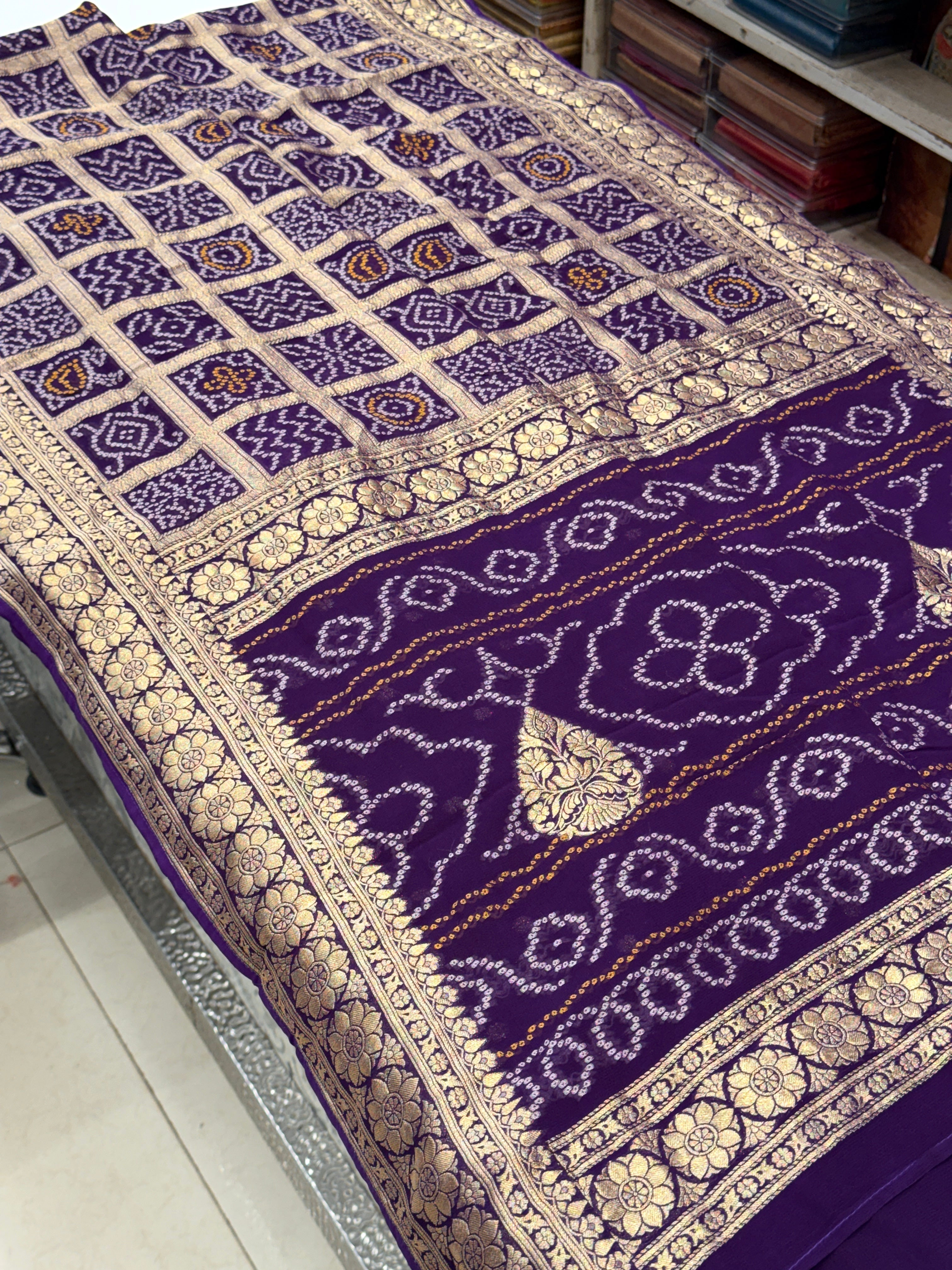Purple Woven Bandhej Traditional Gharchola Saree