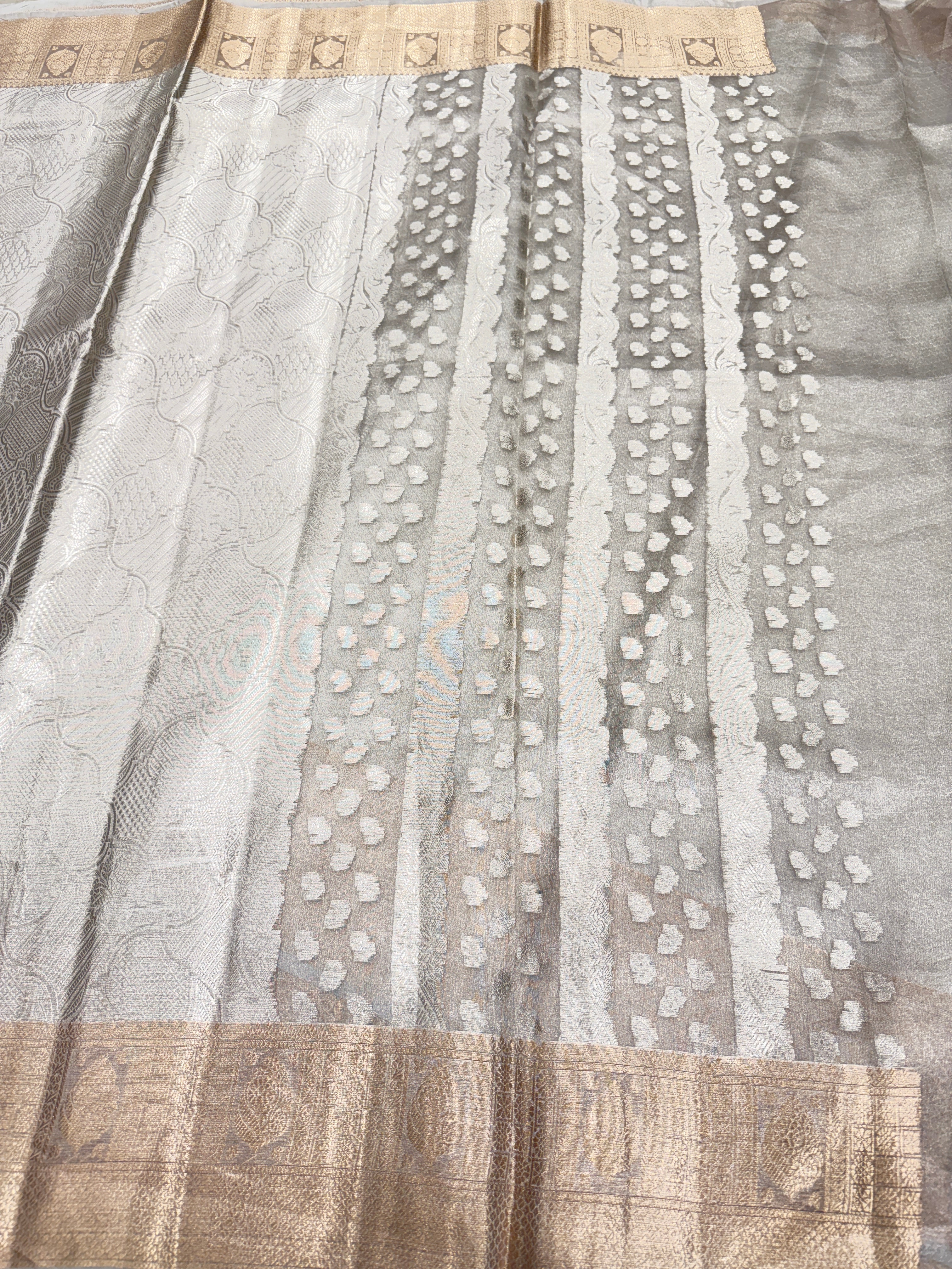 Silver Double Tissue Contemporary Banarasi Saree