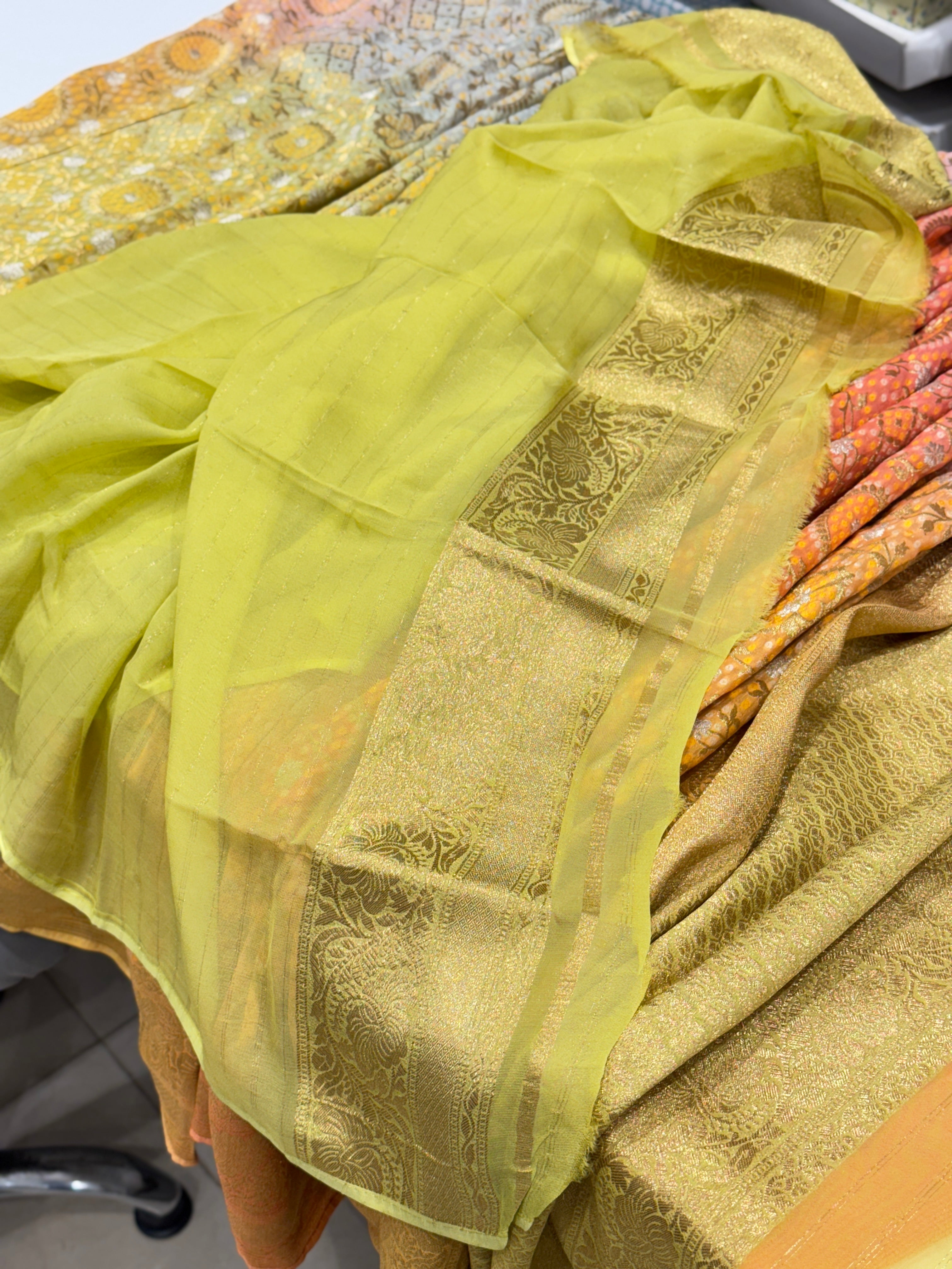 Six Shade Woven Bandhej Georgette Banarasi Saree