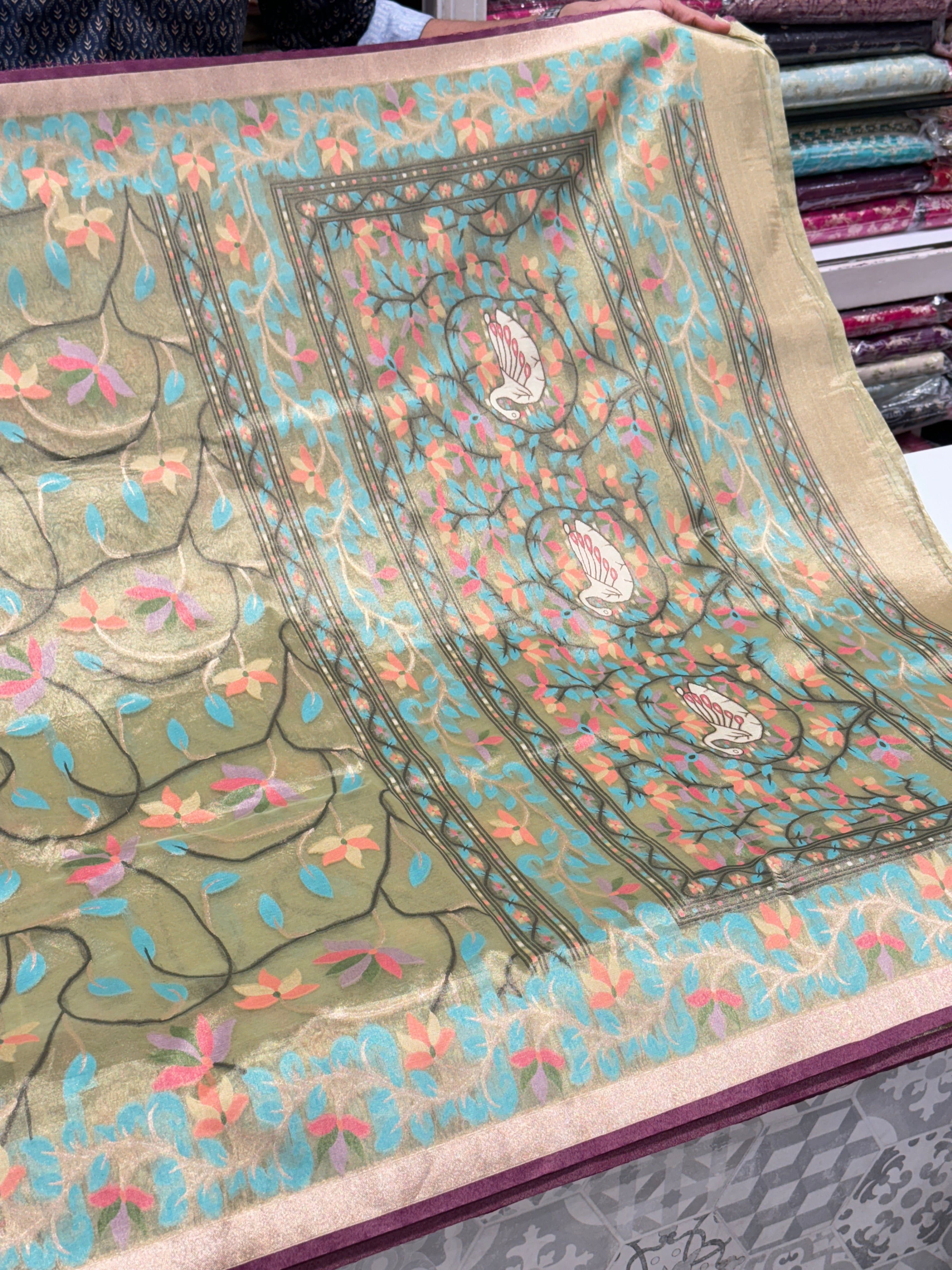 Green Tissue Paithani Duck Pallu Saree
