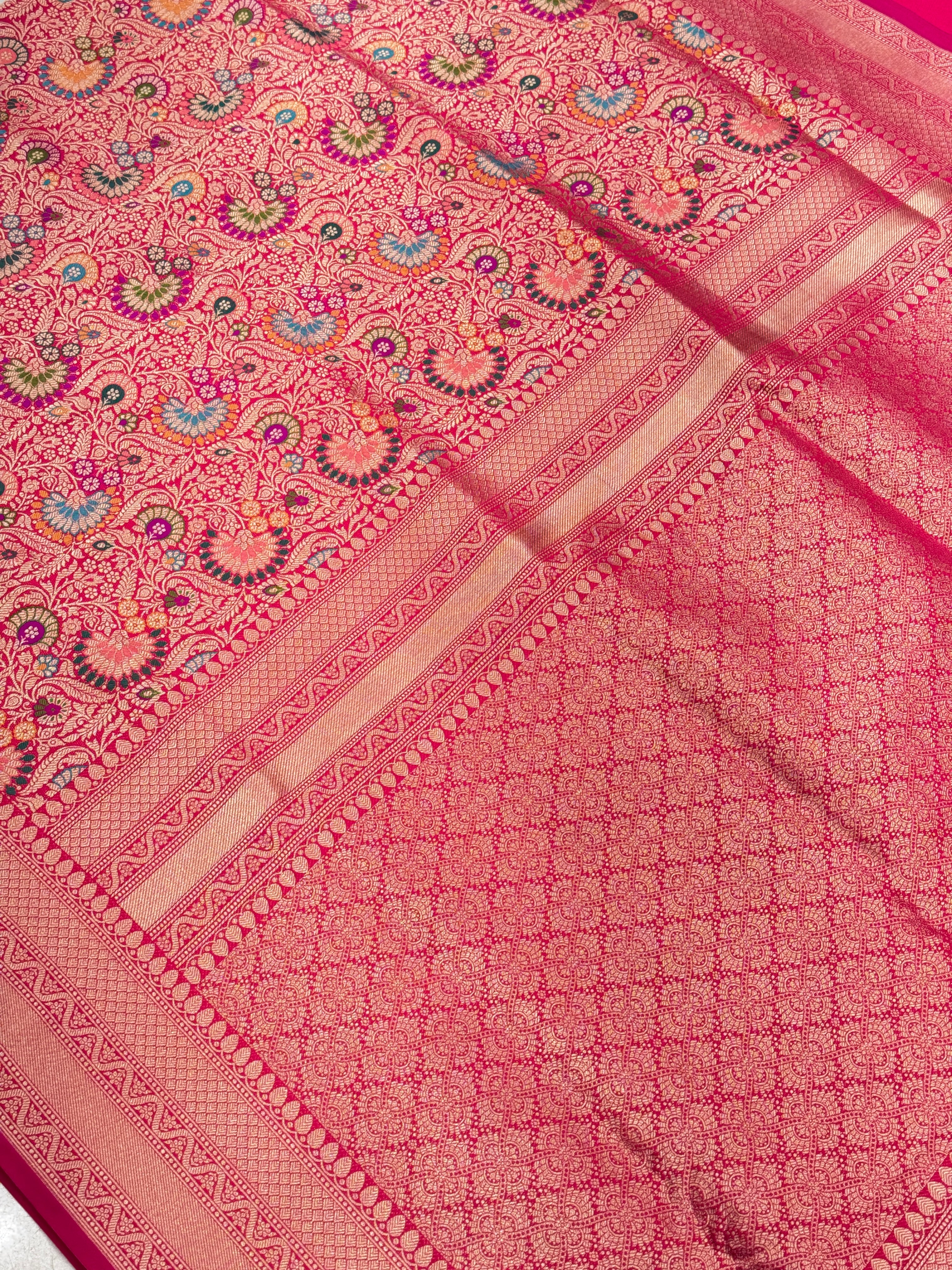 Rani Banarasi Khinkwab Meenakari Woven Silk Saree