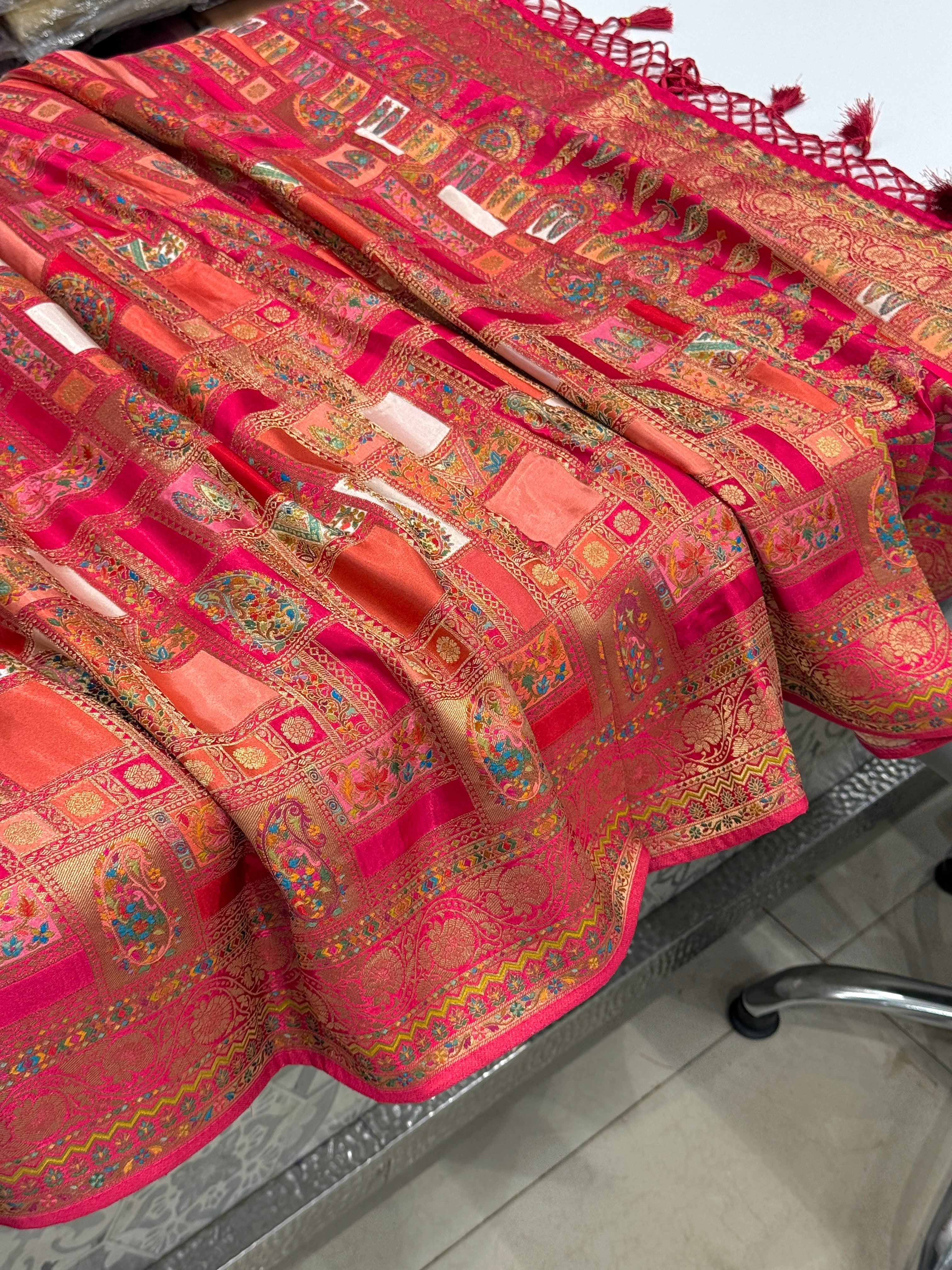 Rani Contemporary Banarasi Rangkat Modal Satin Checkered Saree