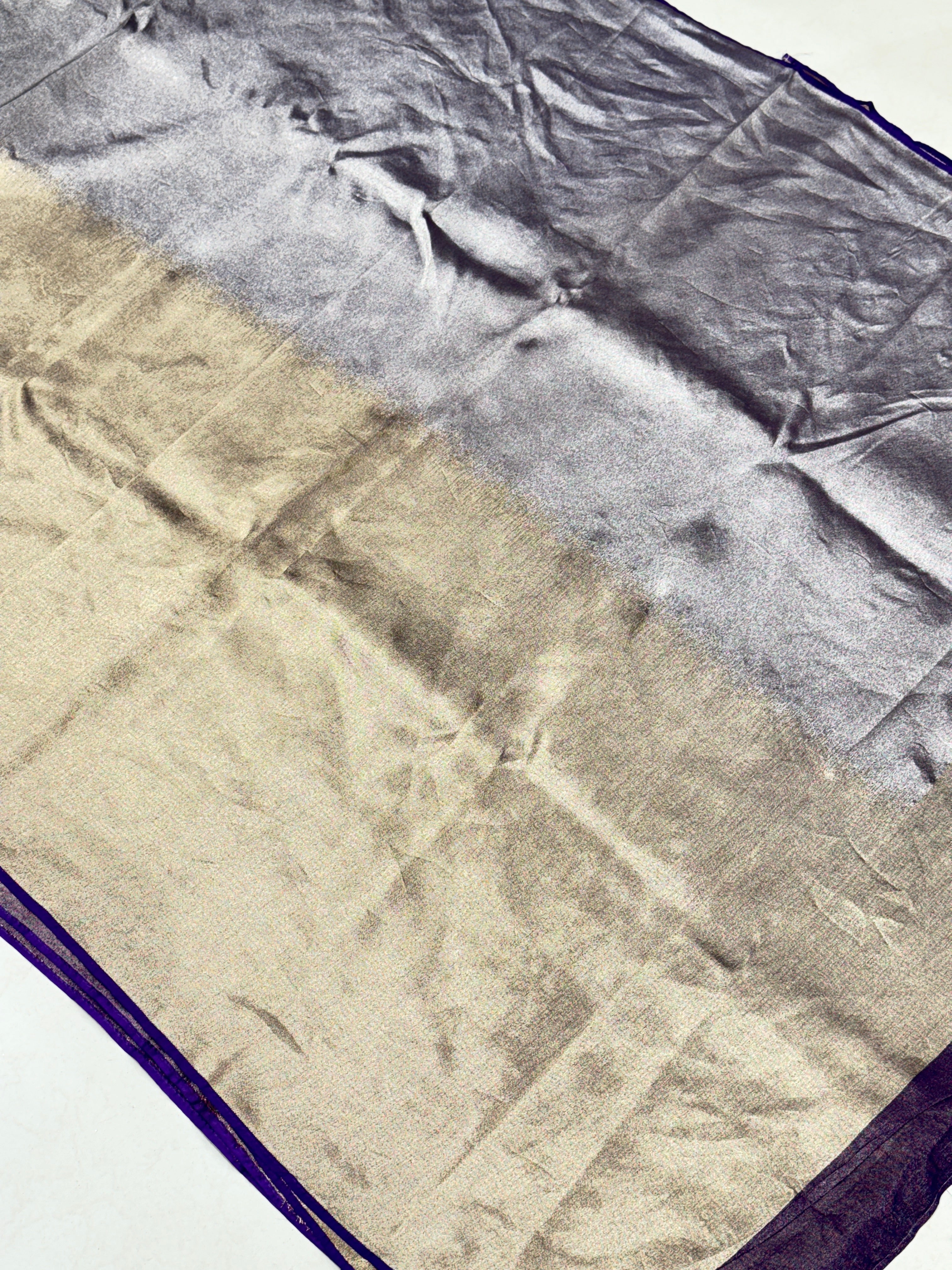 Violet Gold Silver Half Half Contemporary Banarasi Tissue Silk Saree