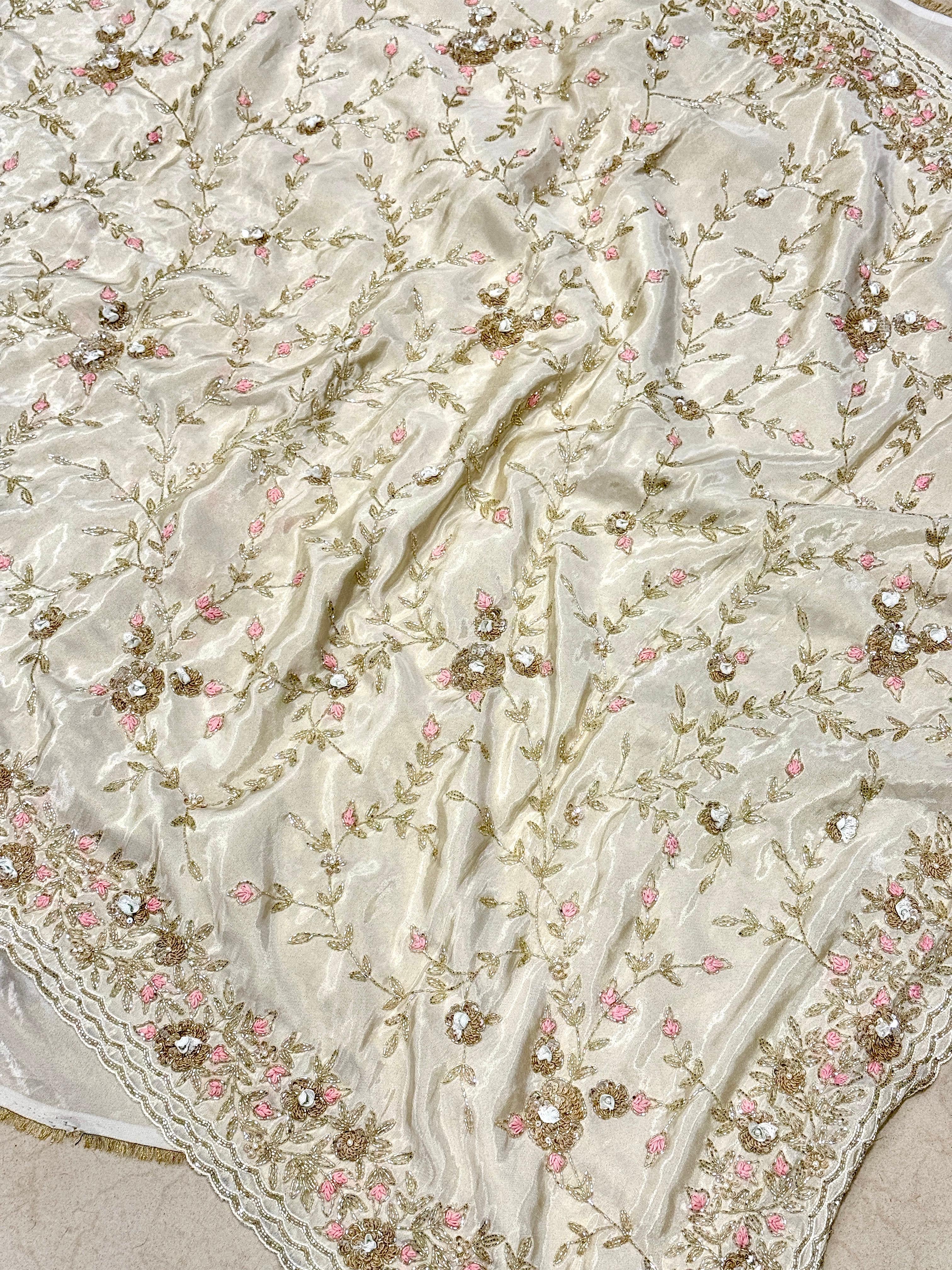 Crepe Tissue Embroidery Saree