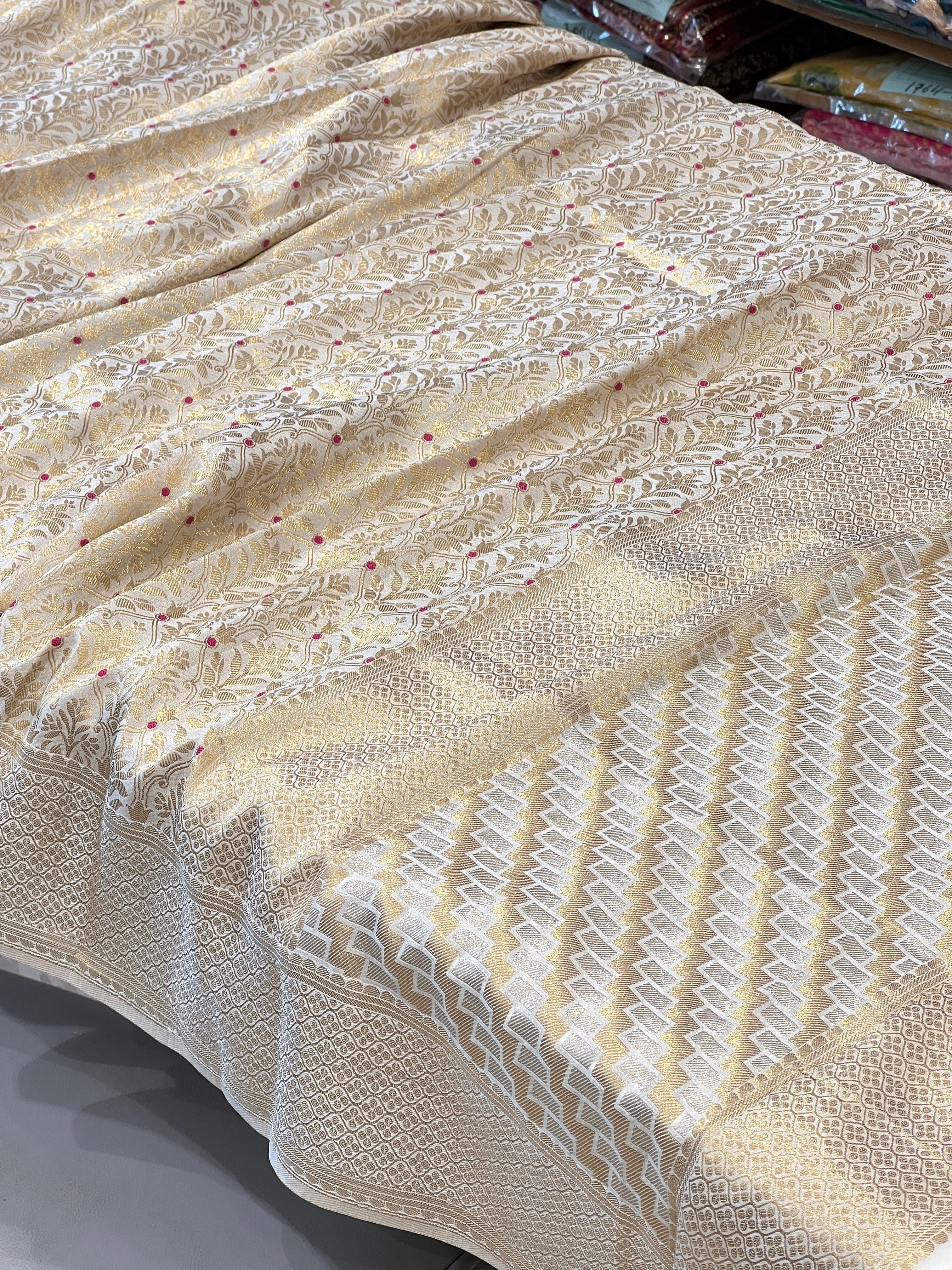 Golden Banarasi Crepe Tissue Silk Saree