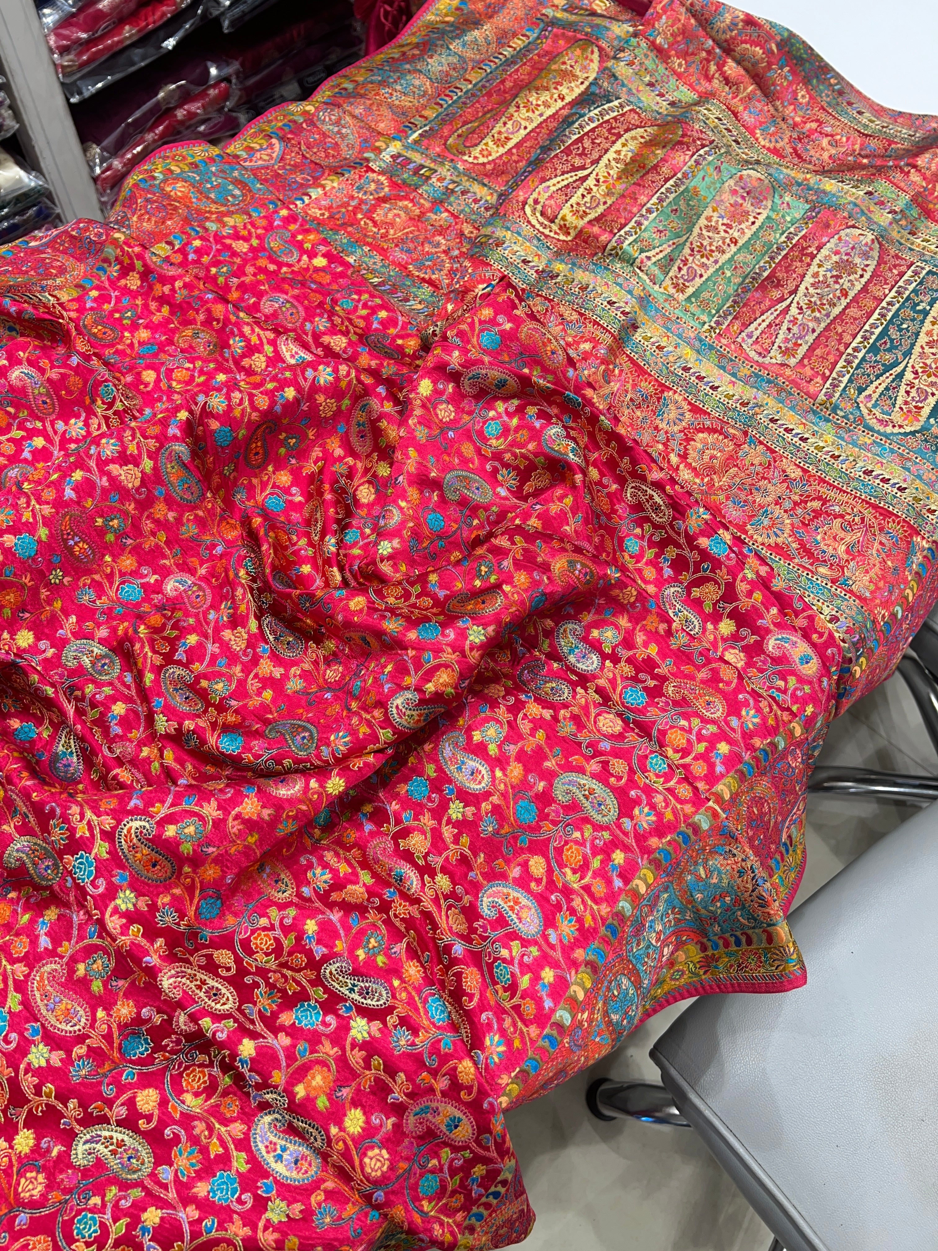 Rani Modal Satin Pashmina Style Saree