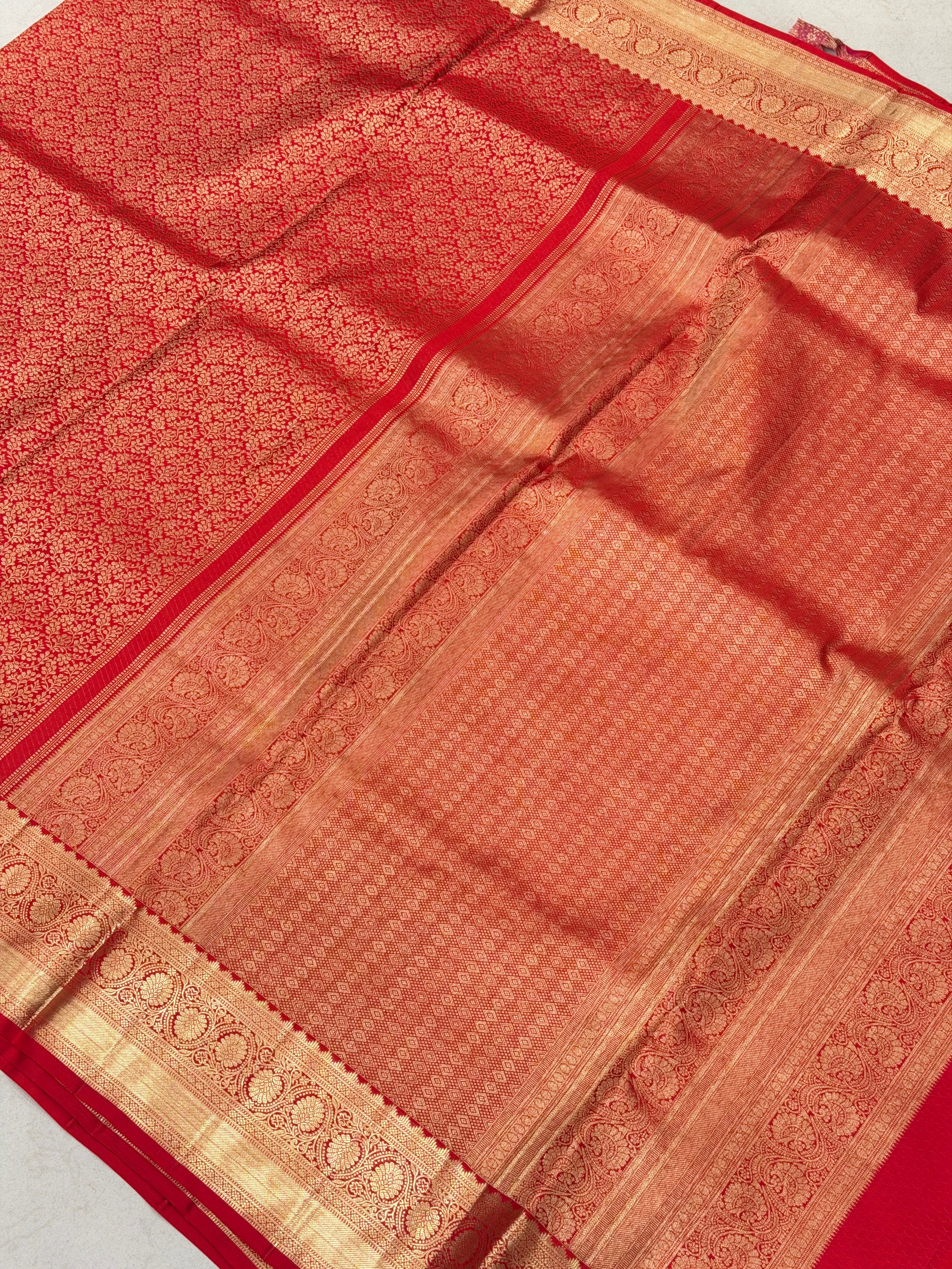 Red Delicate Jaal Pure Silk Kanjivaram Saree