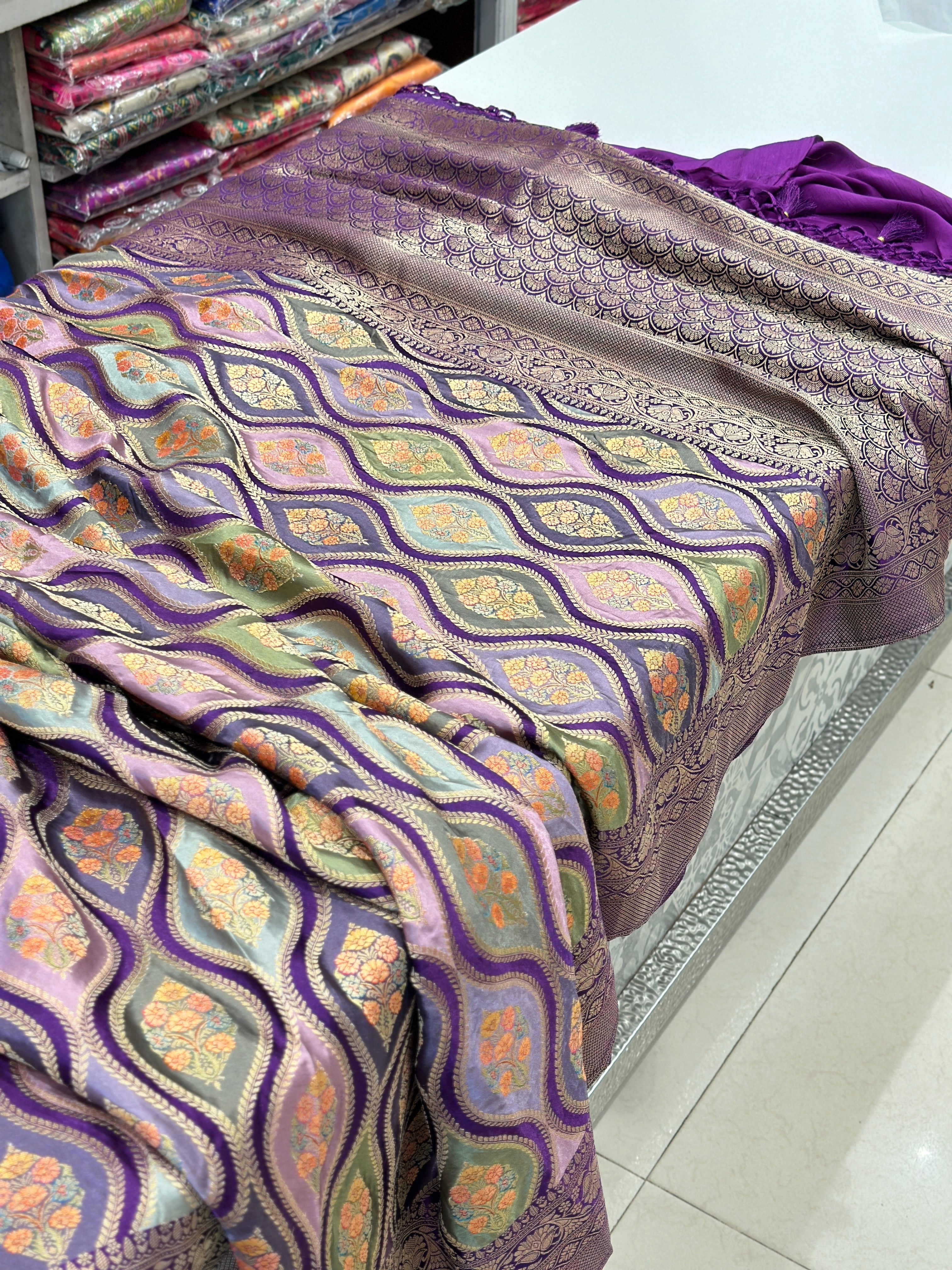 Violet Modal Banarasi Rangkat Saree