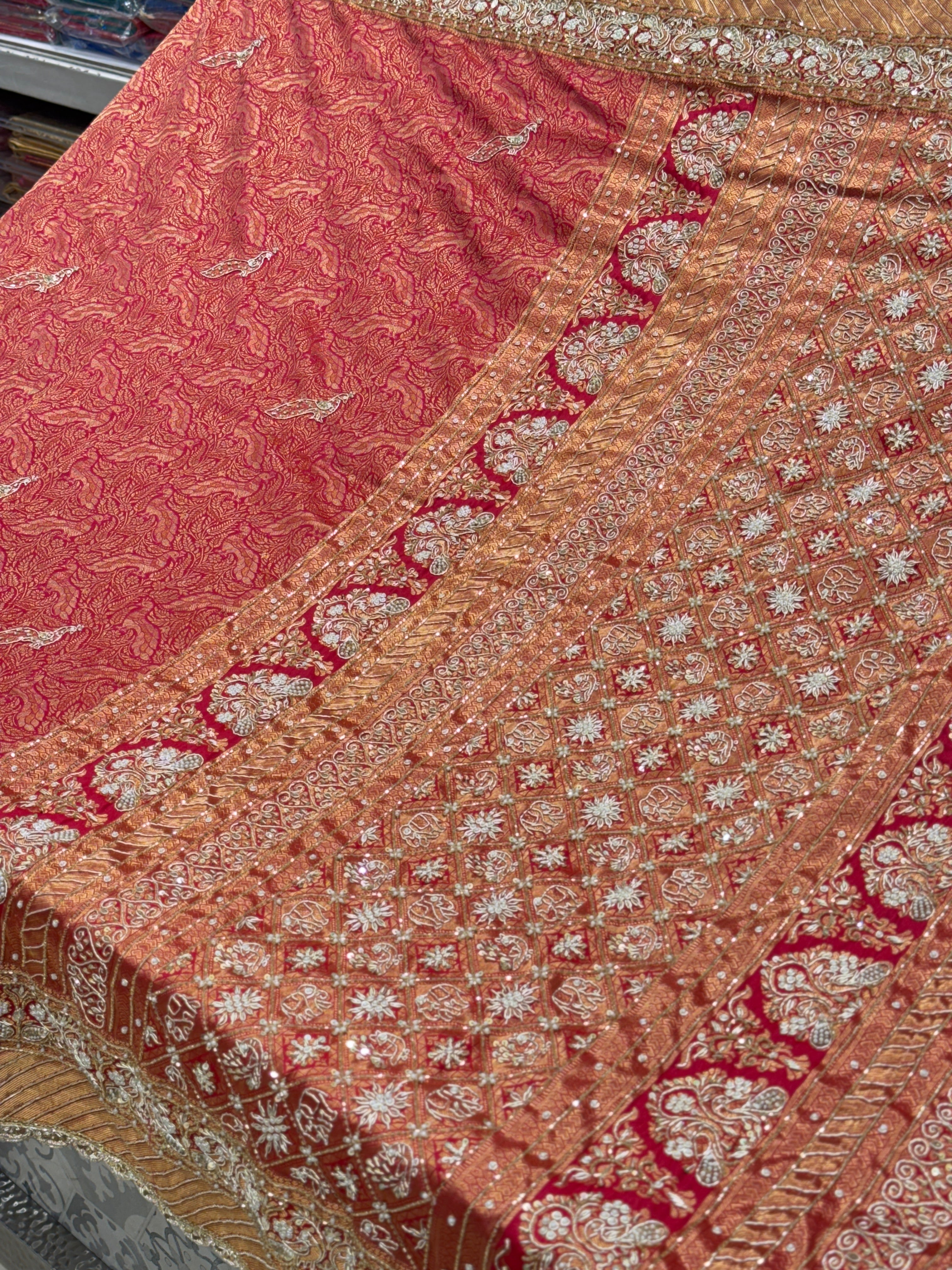Crimson Kanjivaram Zardosi Hand Embroidery Saree