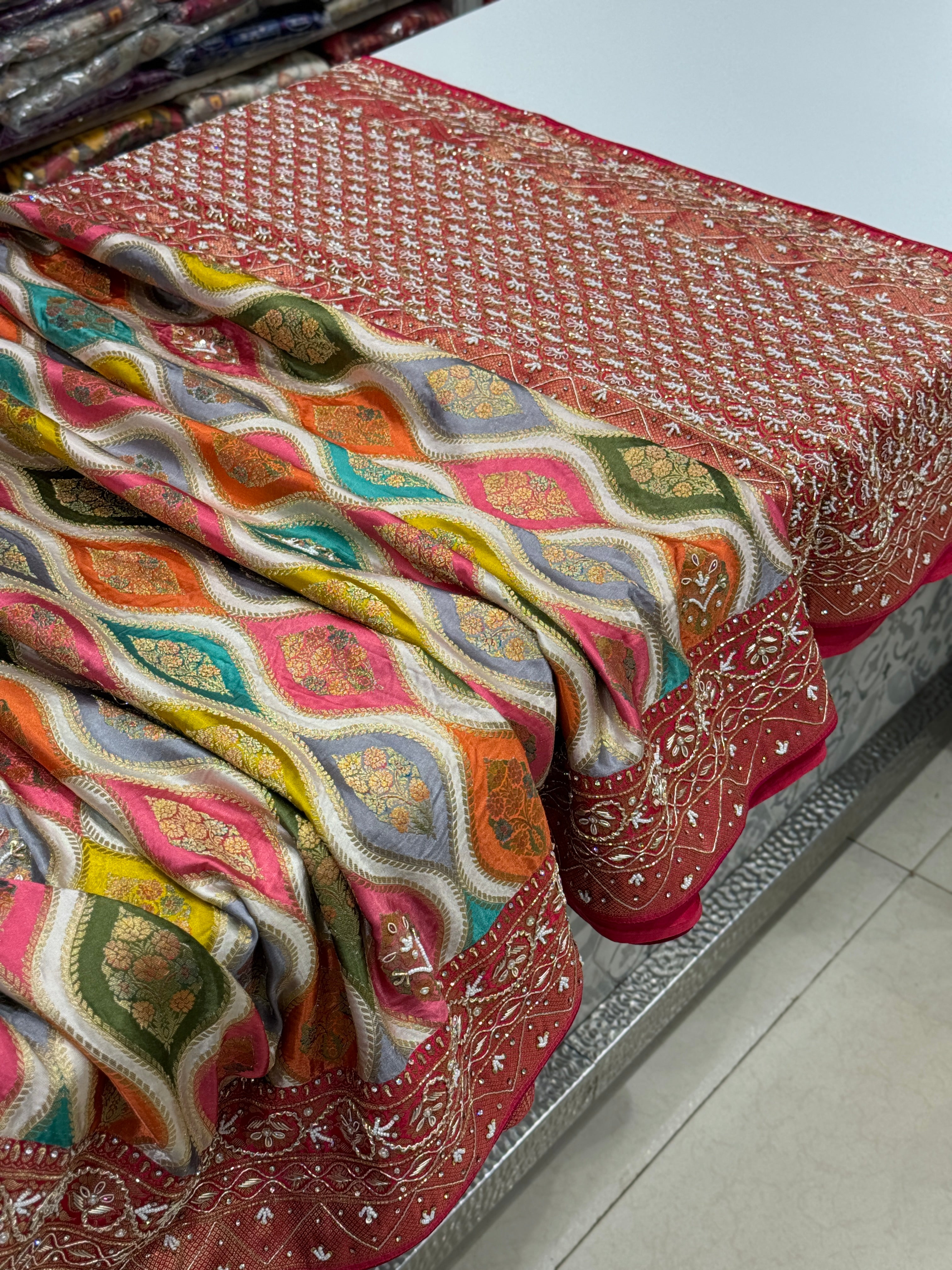 Banarasi Modal Rangkat Hand Embroidery Saree