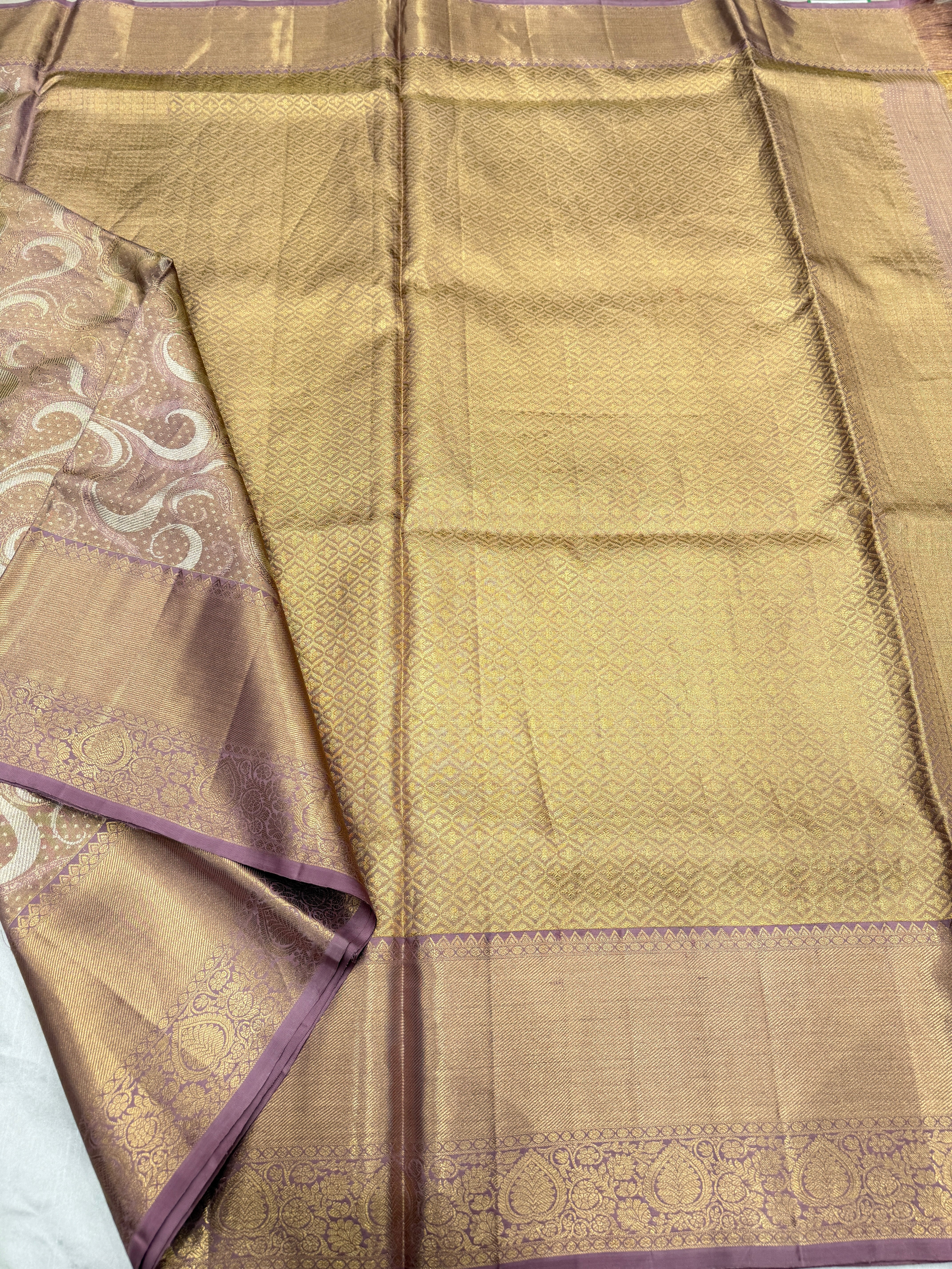 Mauve Contemporary Sona Roopa Handloom Kanjivaram Tissue Silk Saree