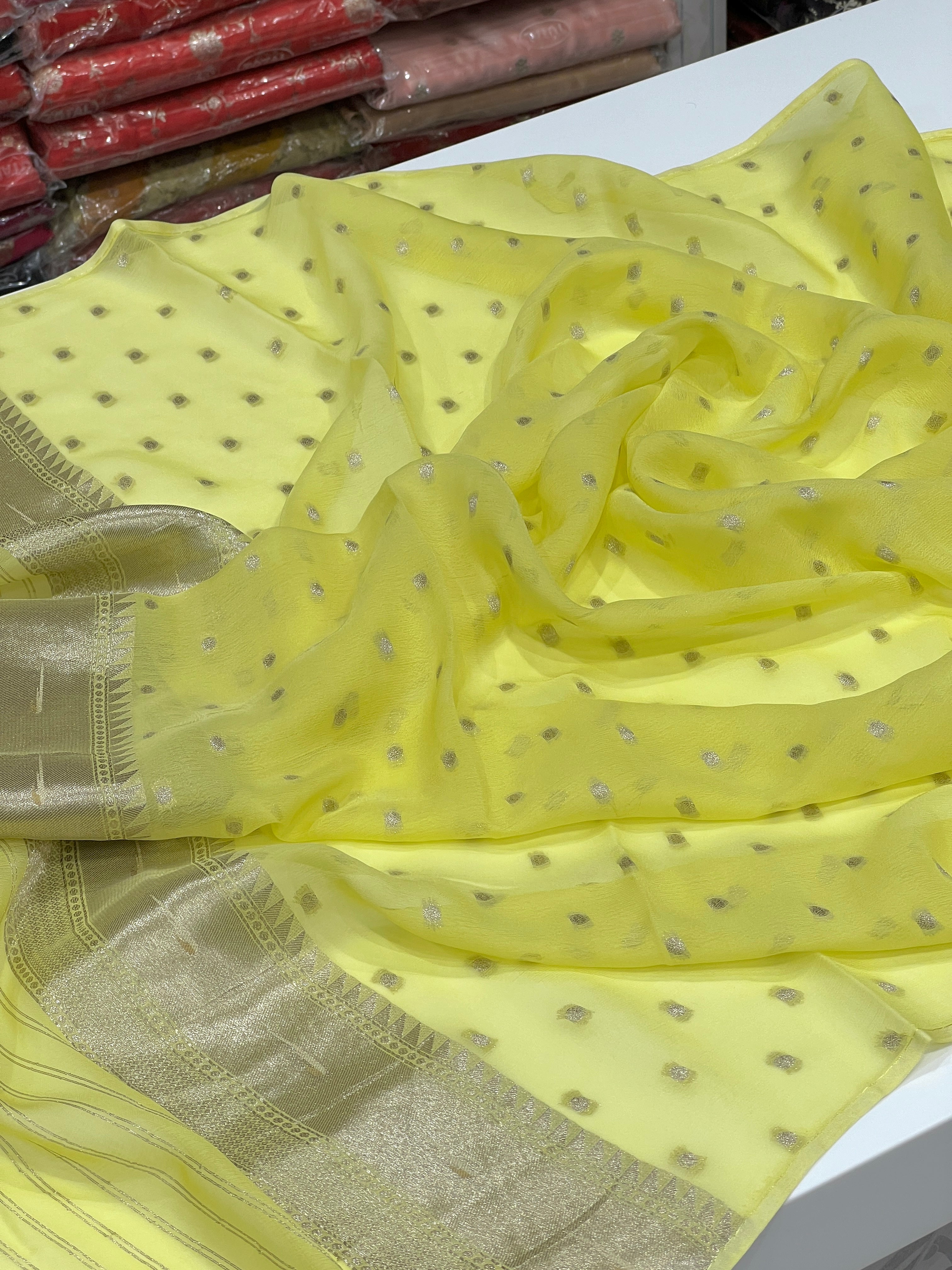 Pista Green Vantara Banarasi Khaddi Georgette Saree