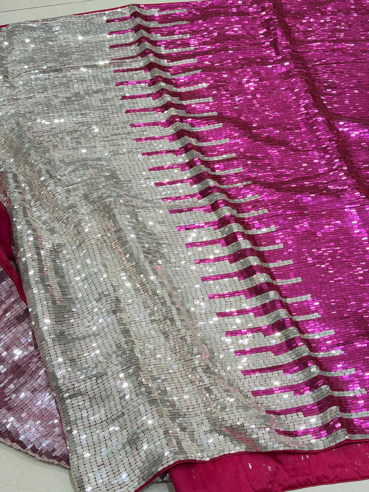 Manish Malhotra Inspired Rani Pink Sequin Saree