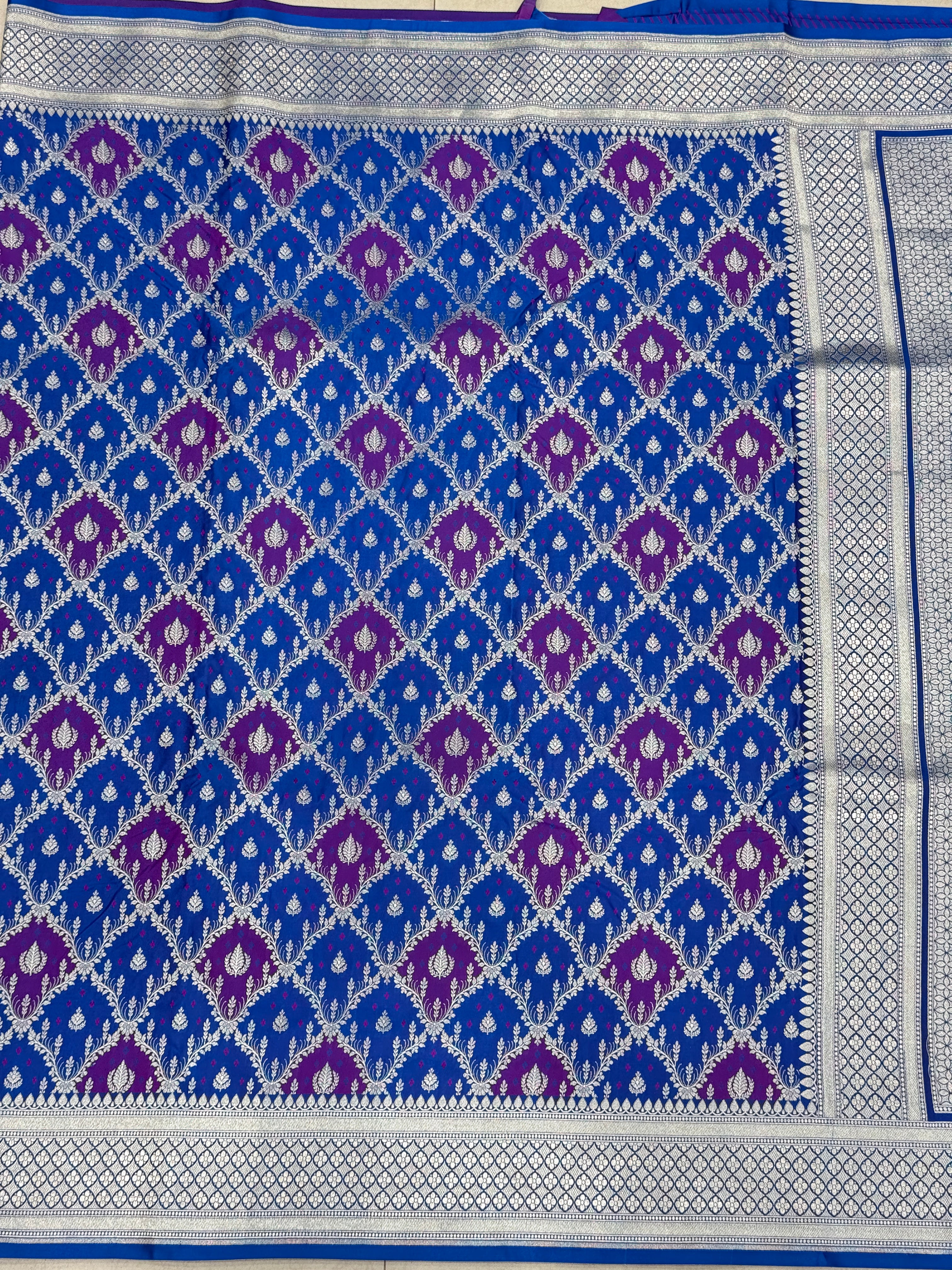 Blue Purple Rangkat Banarasi Silk Saree