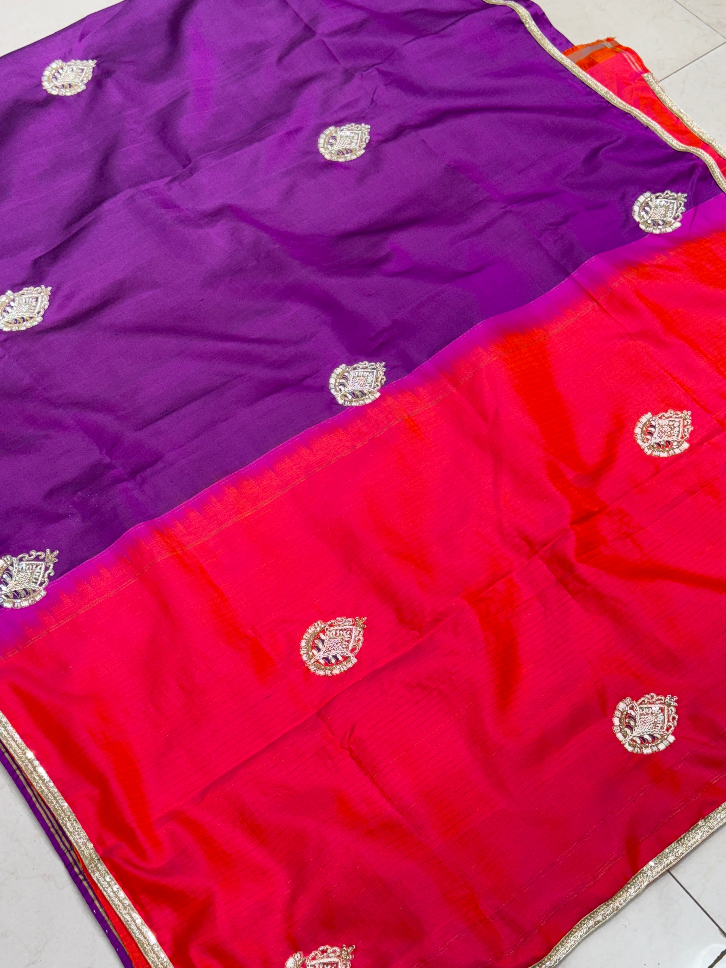 Violet Kanjivaram Soft Silk Zardosi Butta Saree