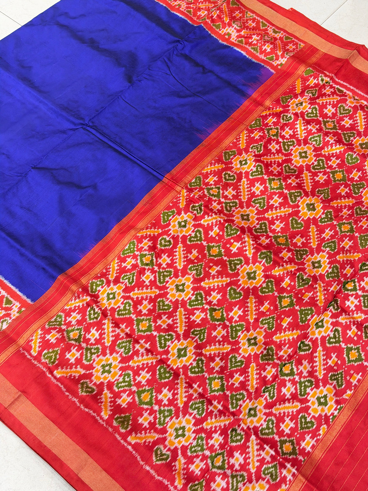 Royal Blue Ikkat Handloom Pure Silk Patola Saree
