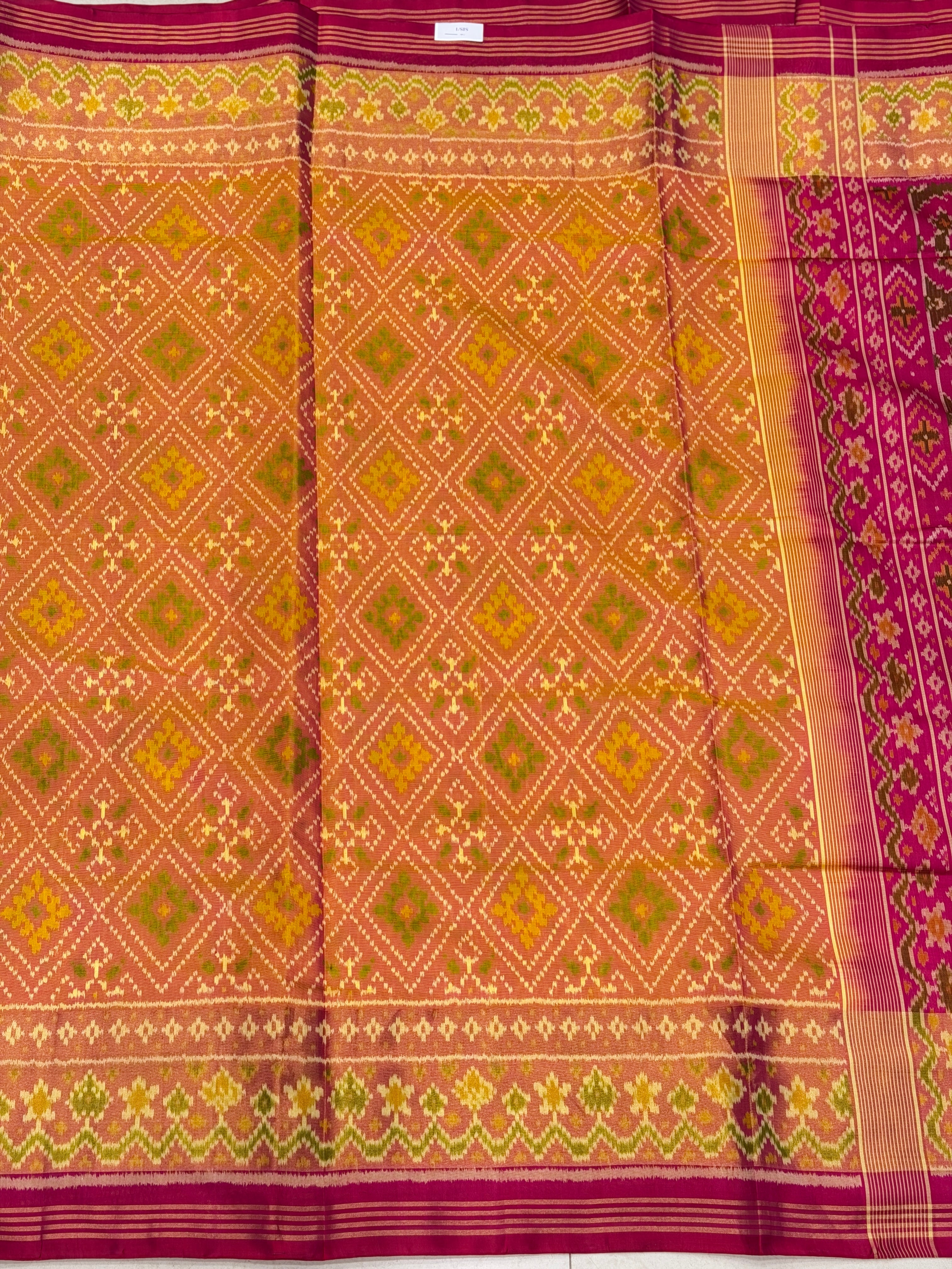 Rust Orange Choktha Bhat Handloom Rajot Ikat Patola Silk Saree