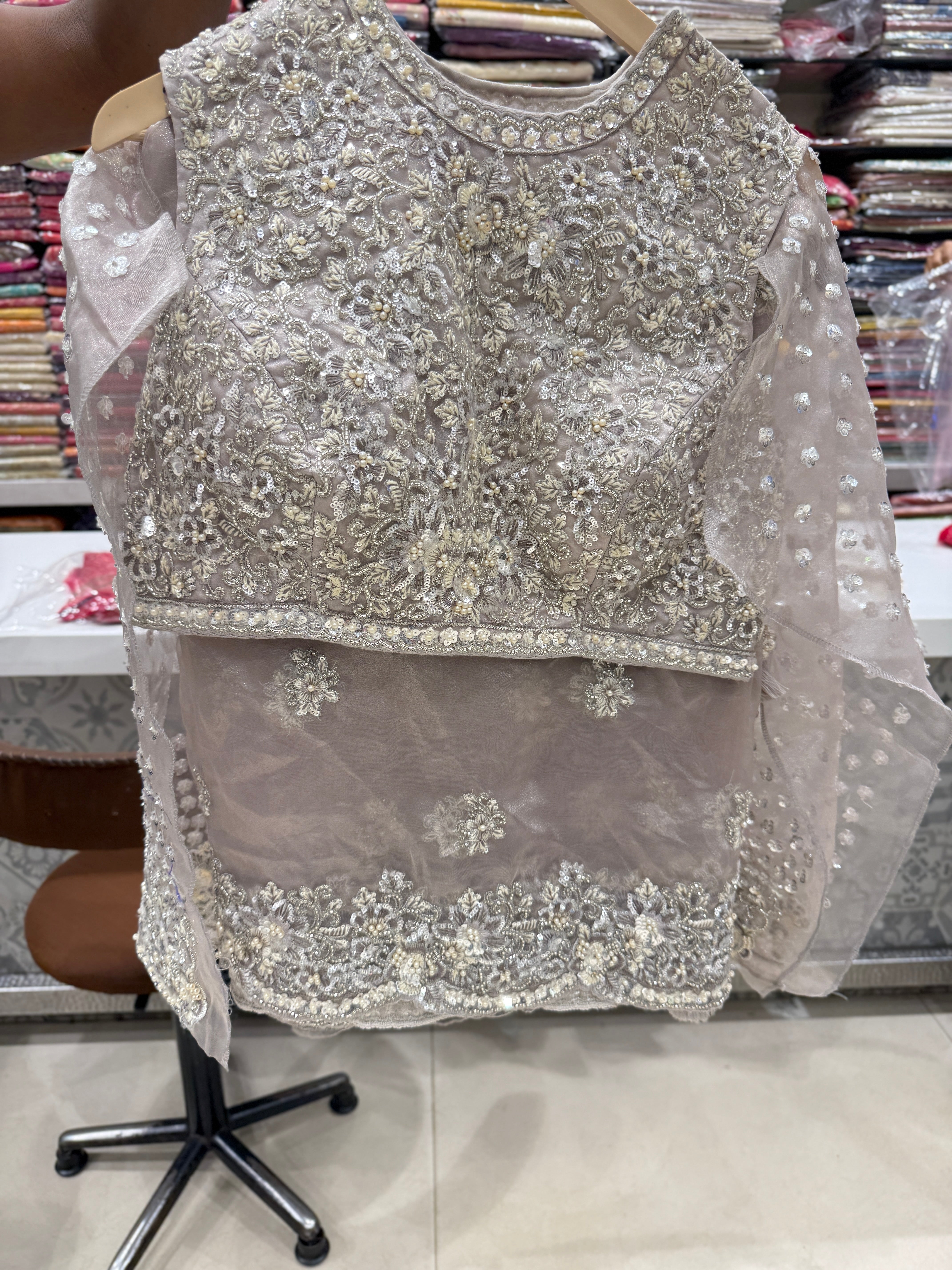 Tissue Organza Embroidery Saree with Heavy Stitched Blouse