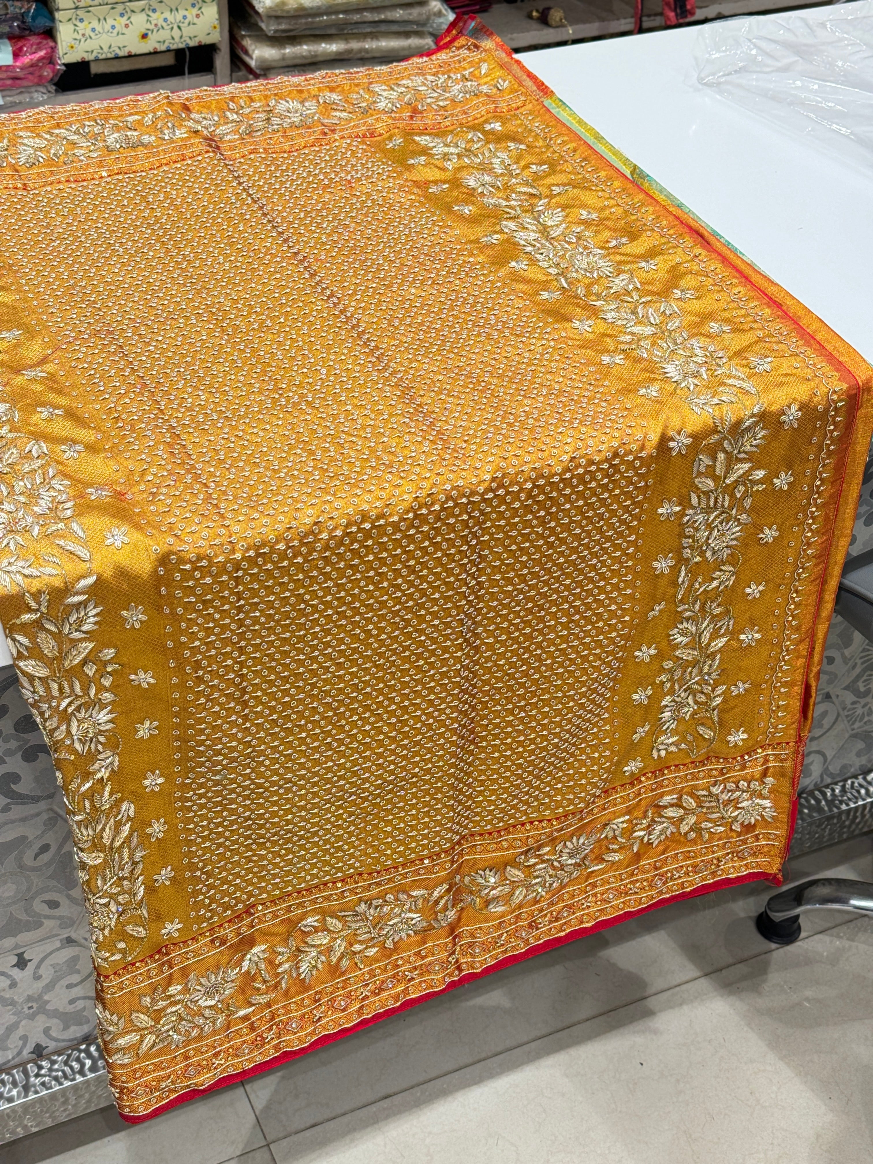 Sea Green Kanjivaram Hand Embroidery Zardosi Saree