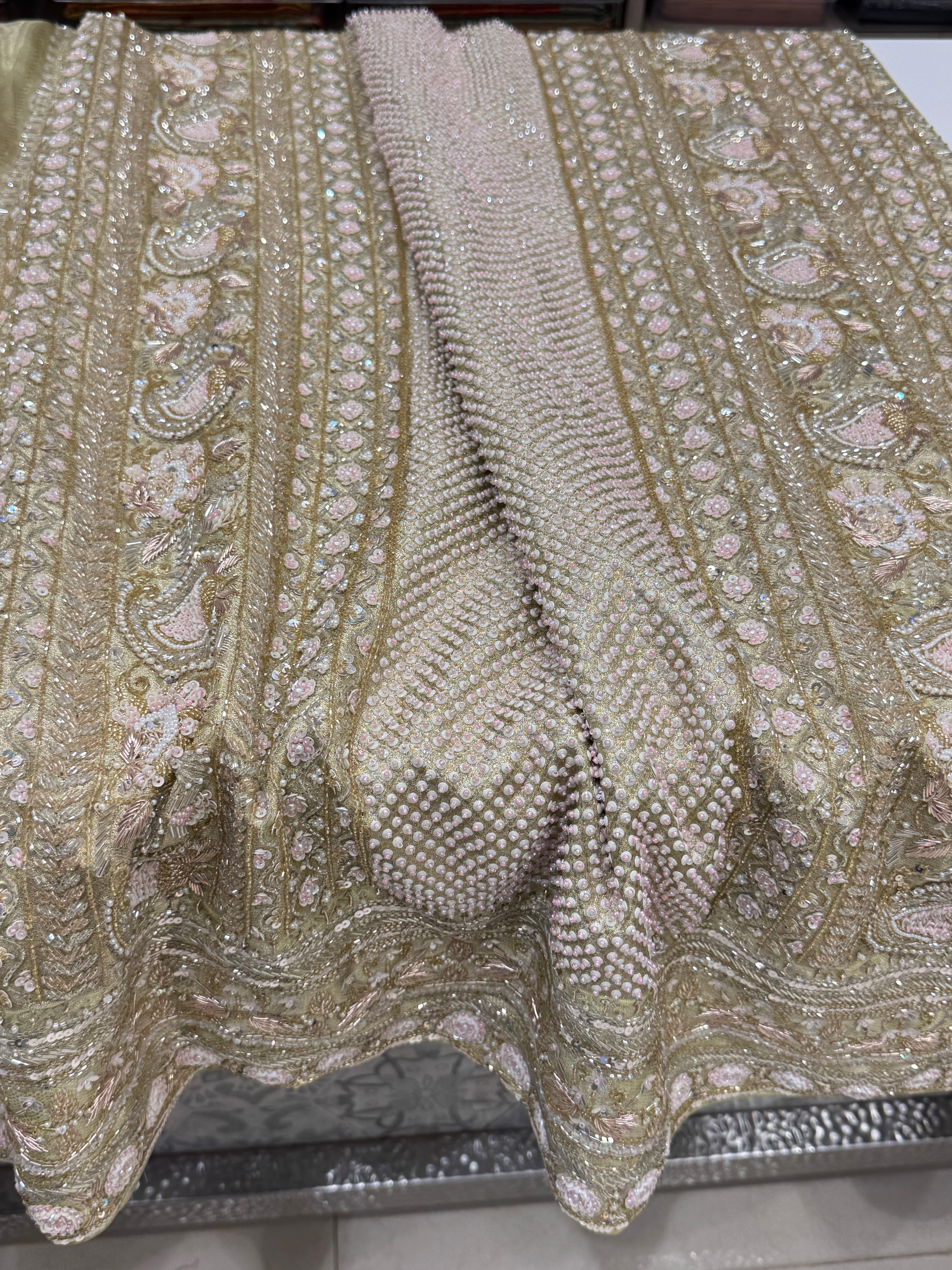 Green Contemporary Tissue Jaal Kanjivaram Hand Embroidery Saree