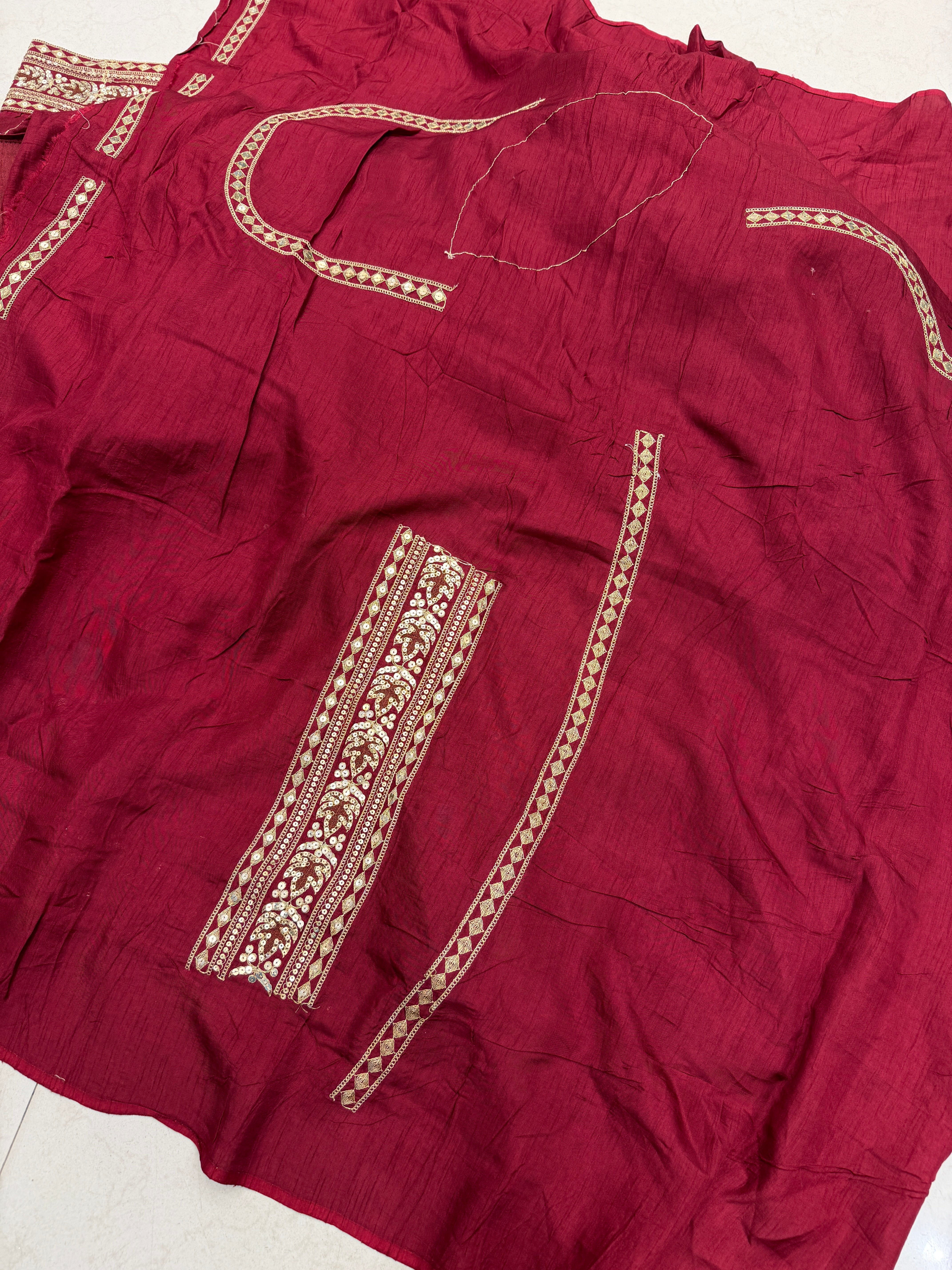 Maroon Marodi Embroidery Butta Sabyasachi Inspired Pure Silk Saree