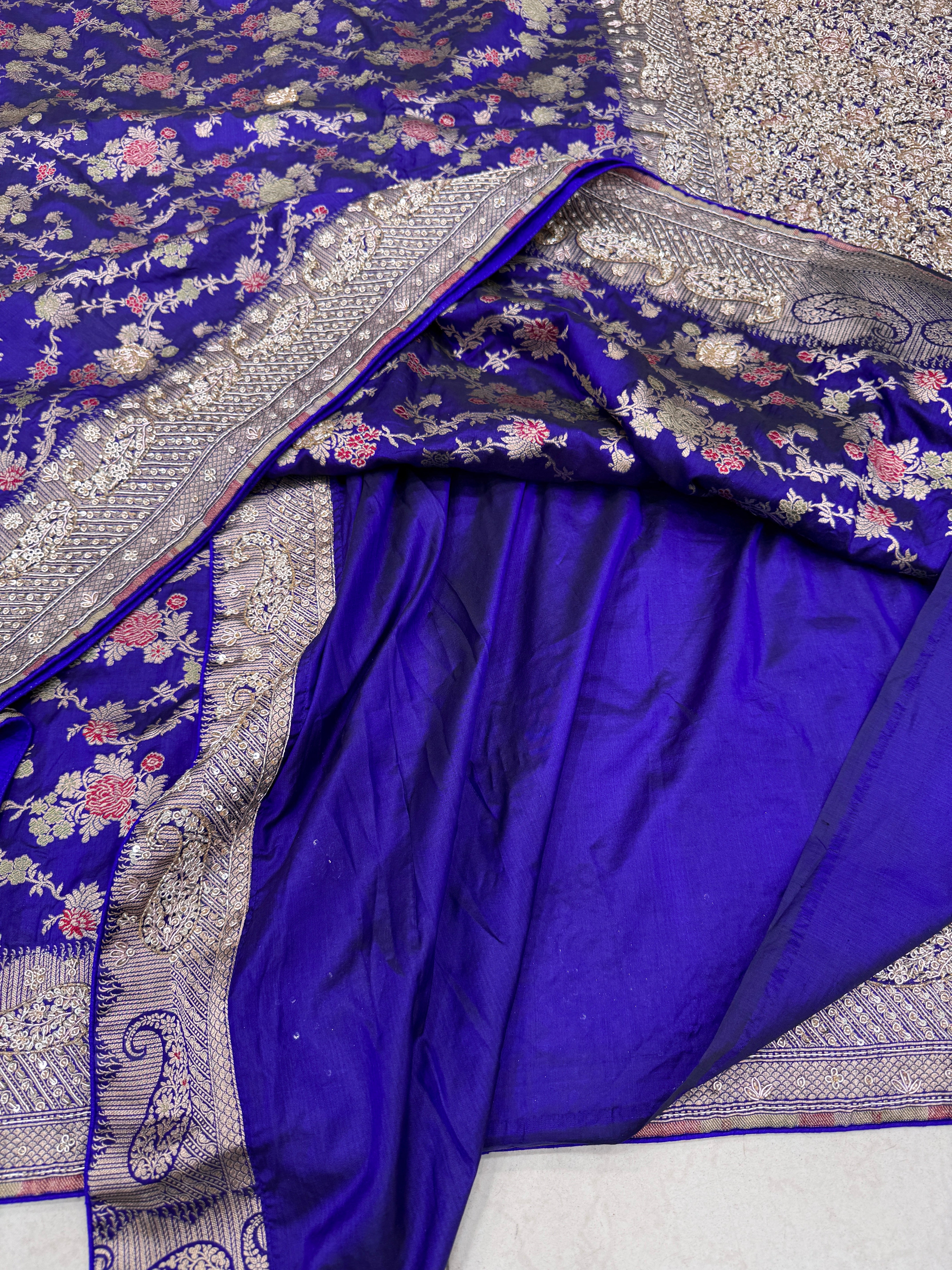 Violet Meenakari Katan Zardosi Embroidery Saree