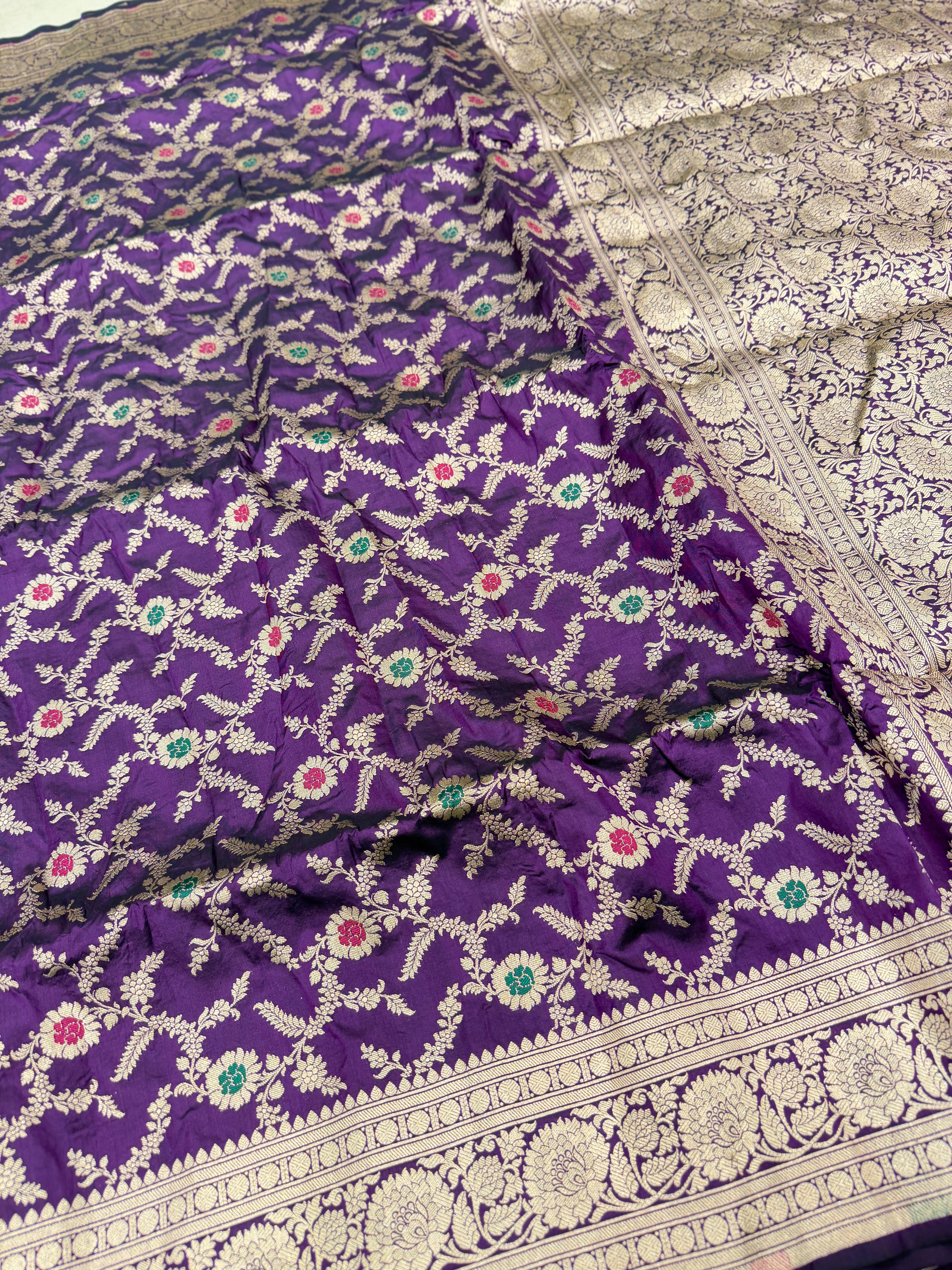 Violet Meenakari Banarasi Katan Silk Handloom Saree
