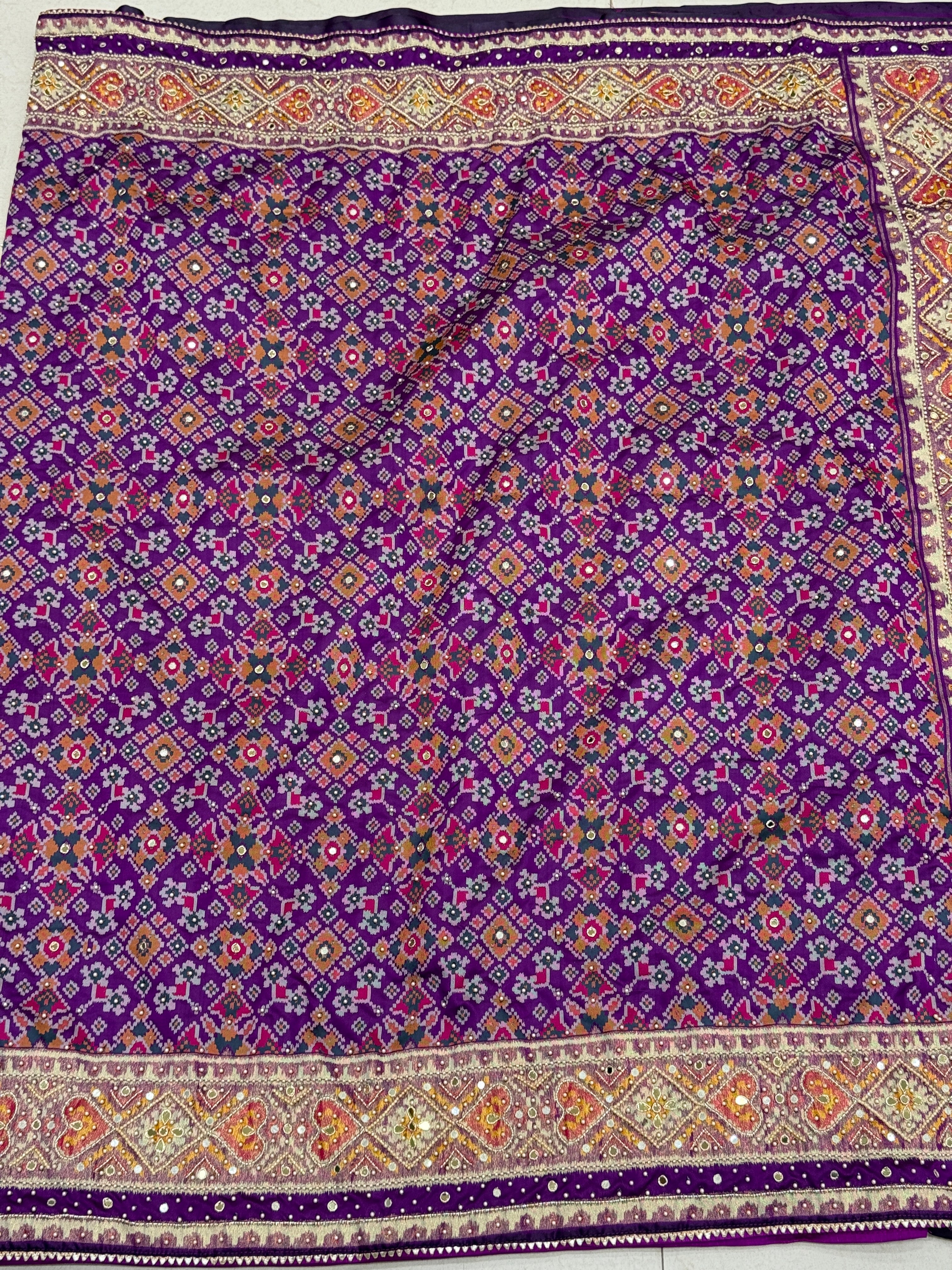 Violet Patola Moti Hand Embroidery Saree