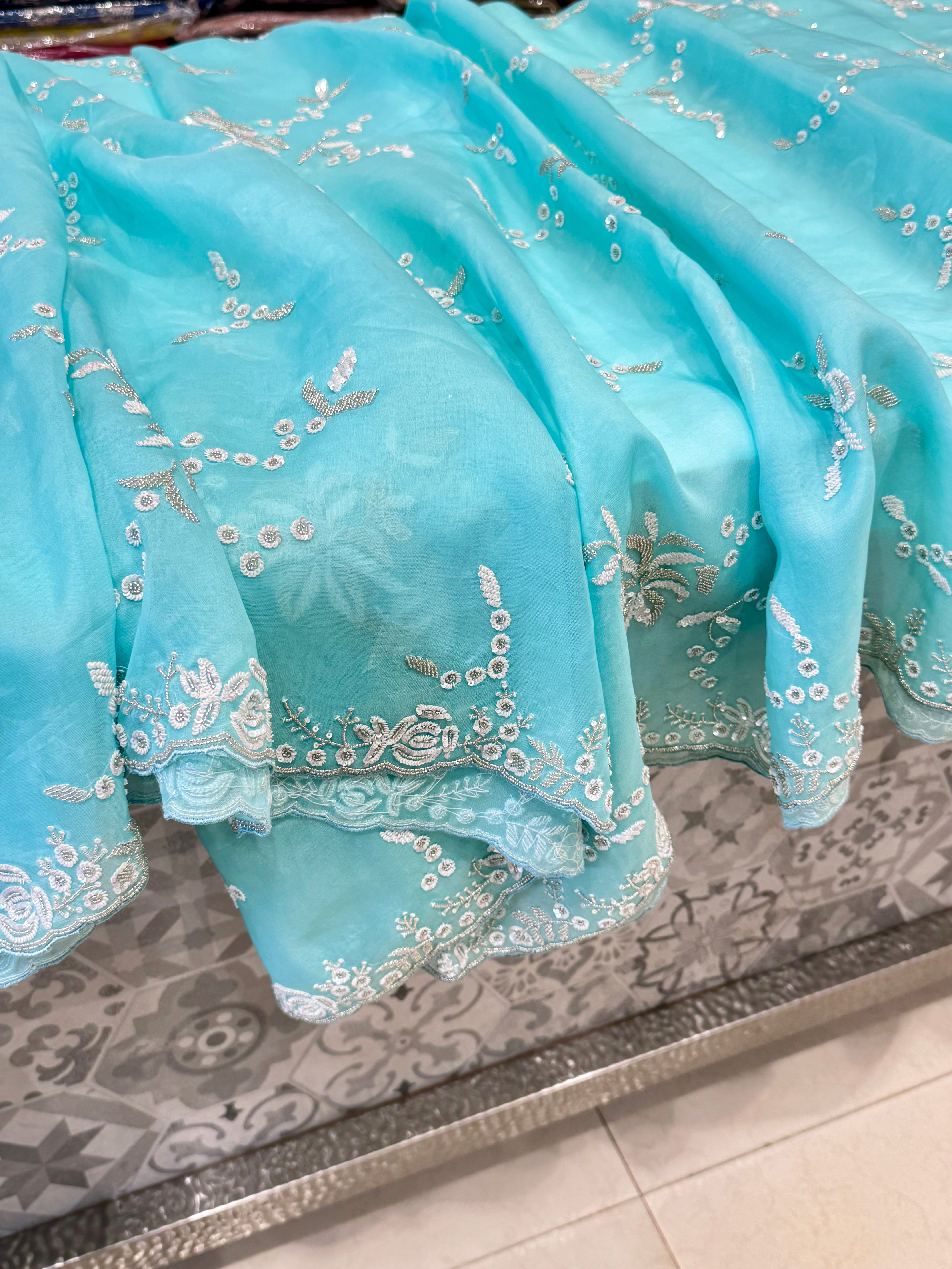 Pure Organza with Sequin MotiHand Embroidery
