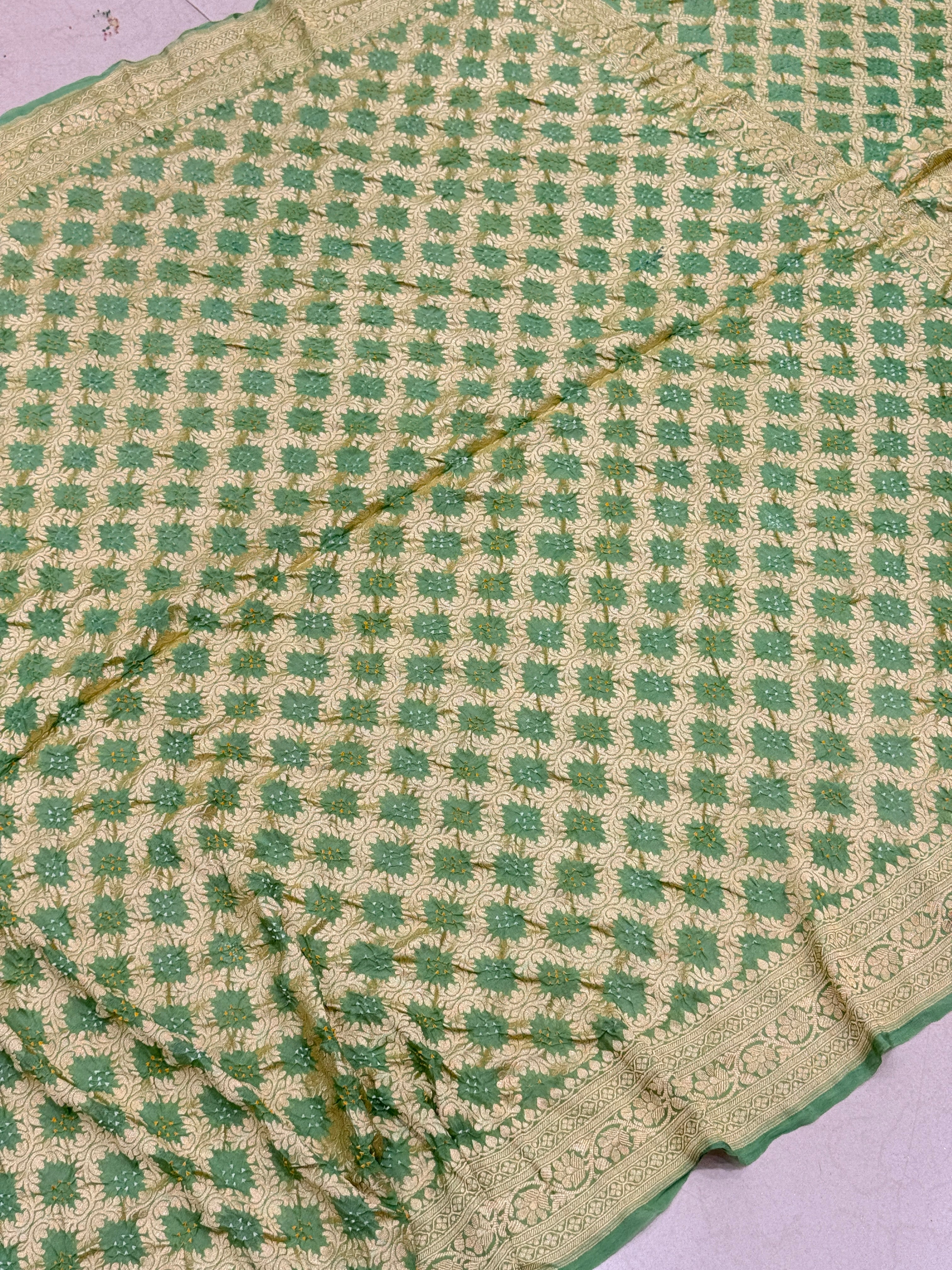 Light Green Bandhej Bandhini Saree