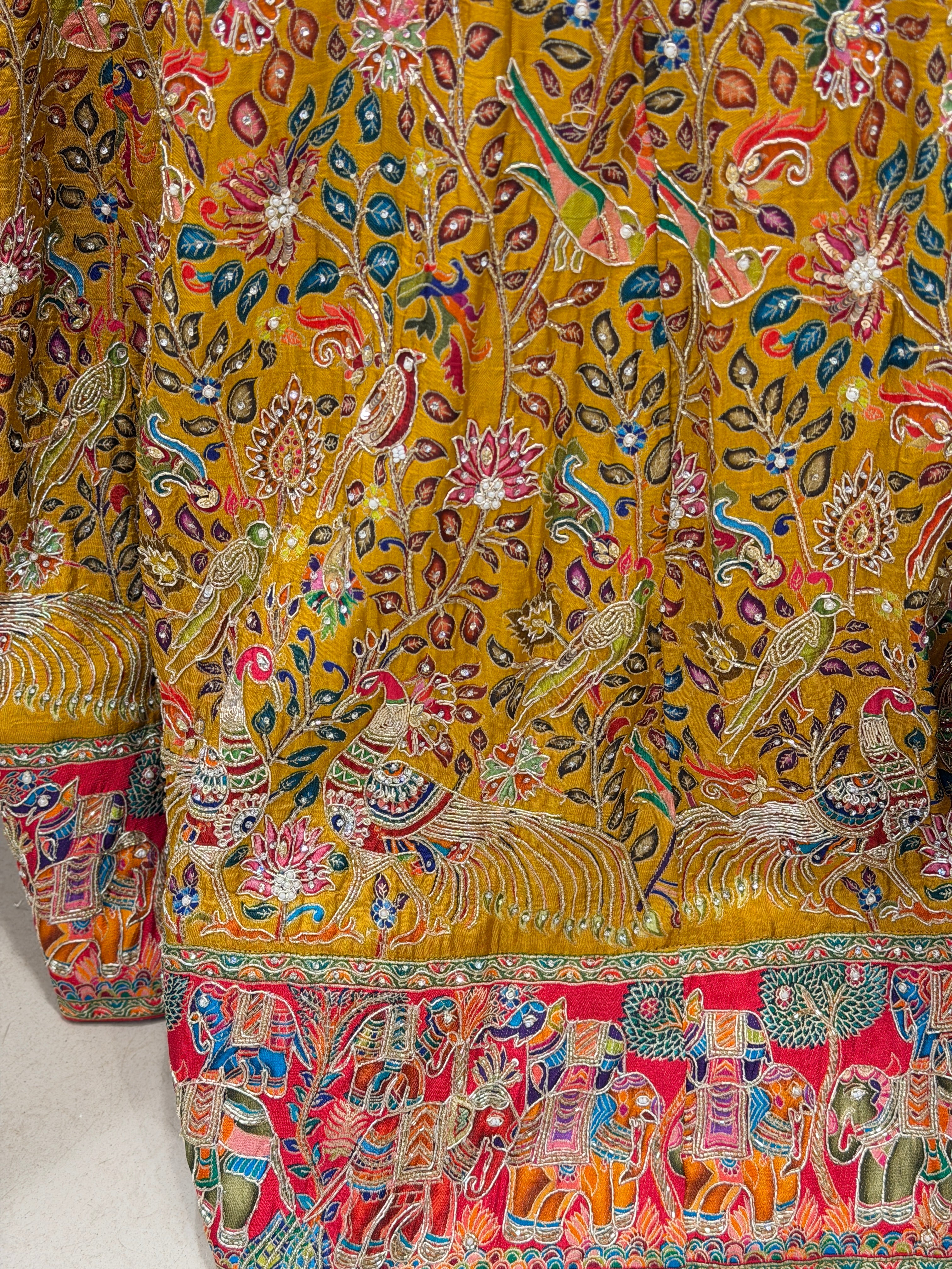 Yellow Pashmina Hand Embroidery Skirt and Dupatta Pair